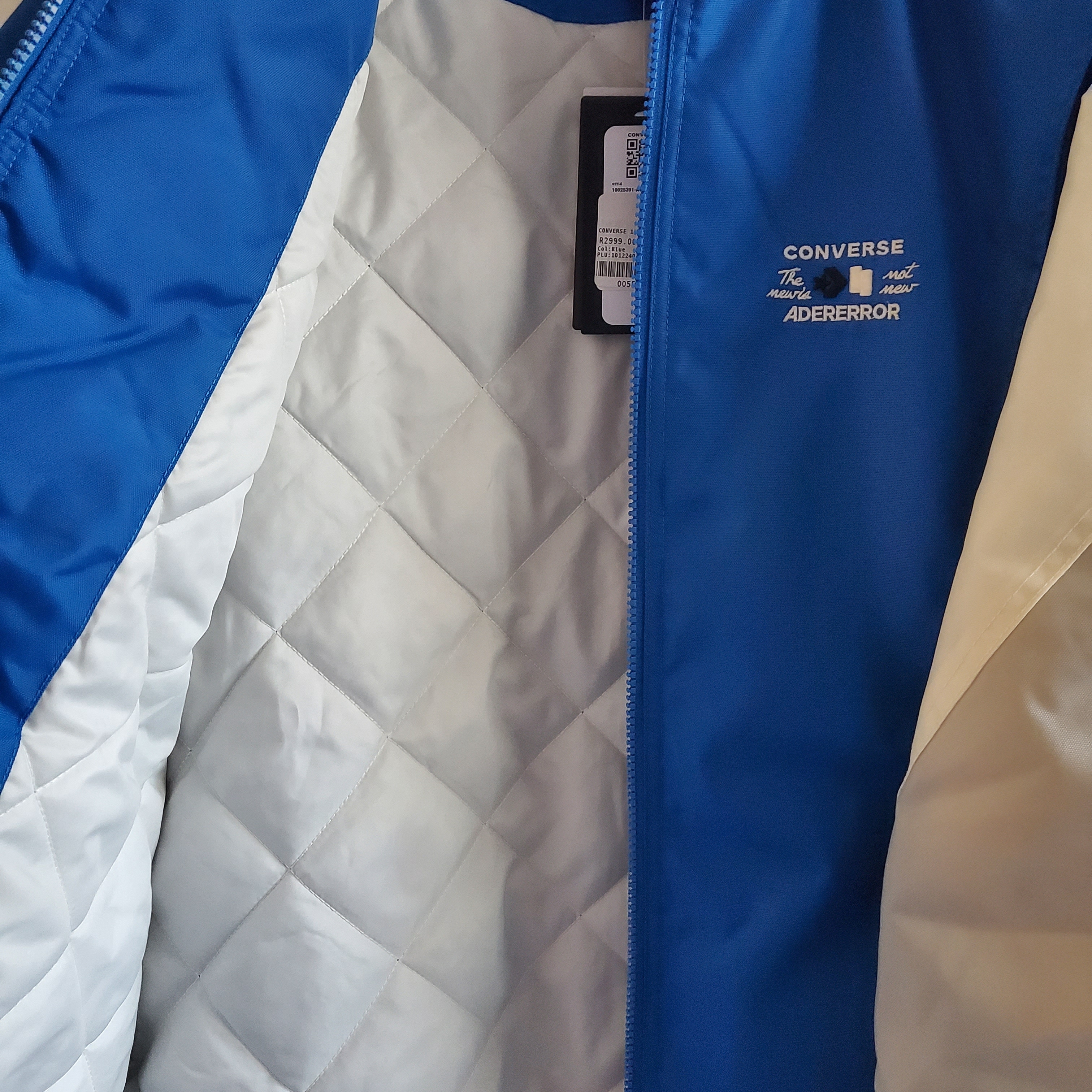 Converse x Ader Error Shapes Varsity Jacket Cobalt 착용 스타일 - 4