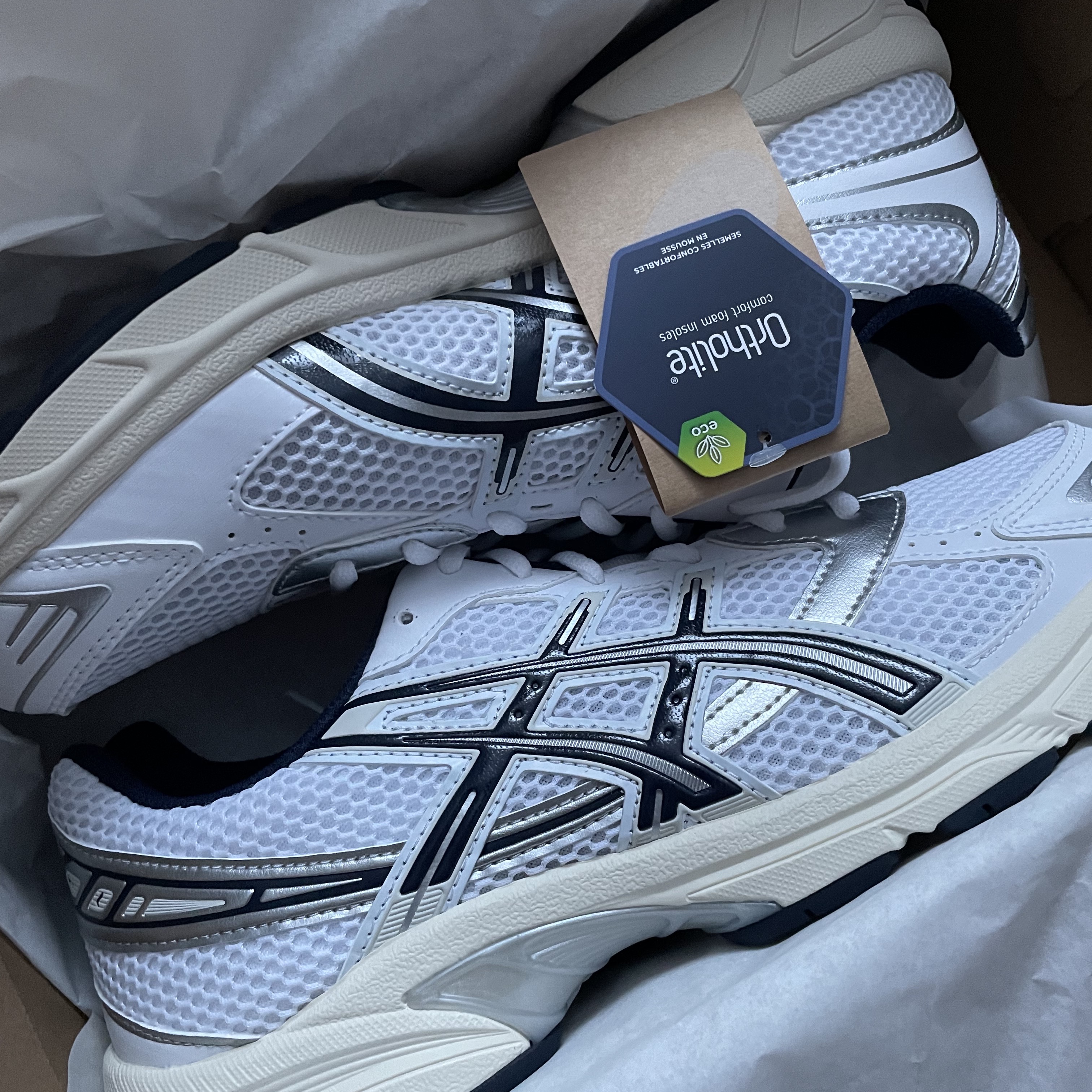 (W) Asics Gel-1130 White Midnight 착용 스타일 - 1