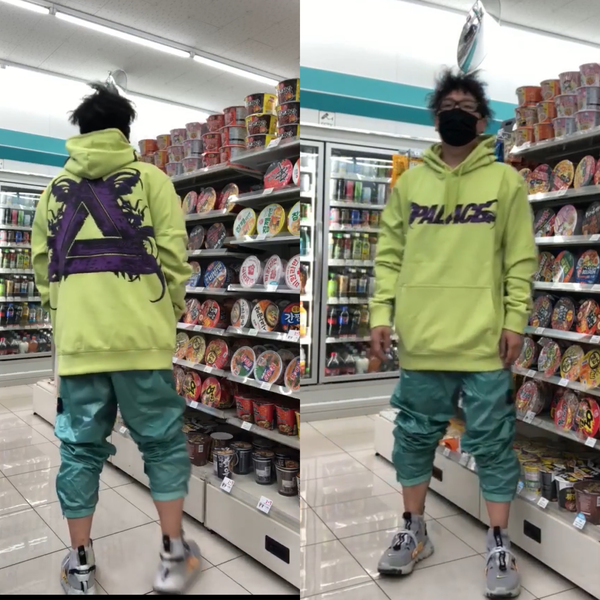 Palace Tri-Me Hood Black - 21SS 착용 스타일