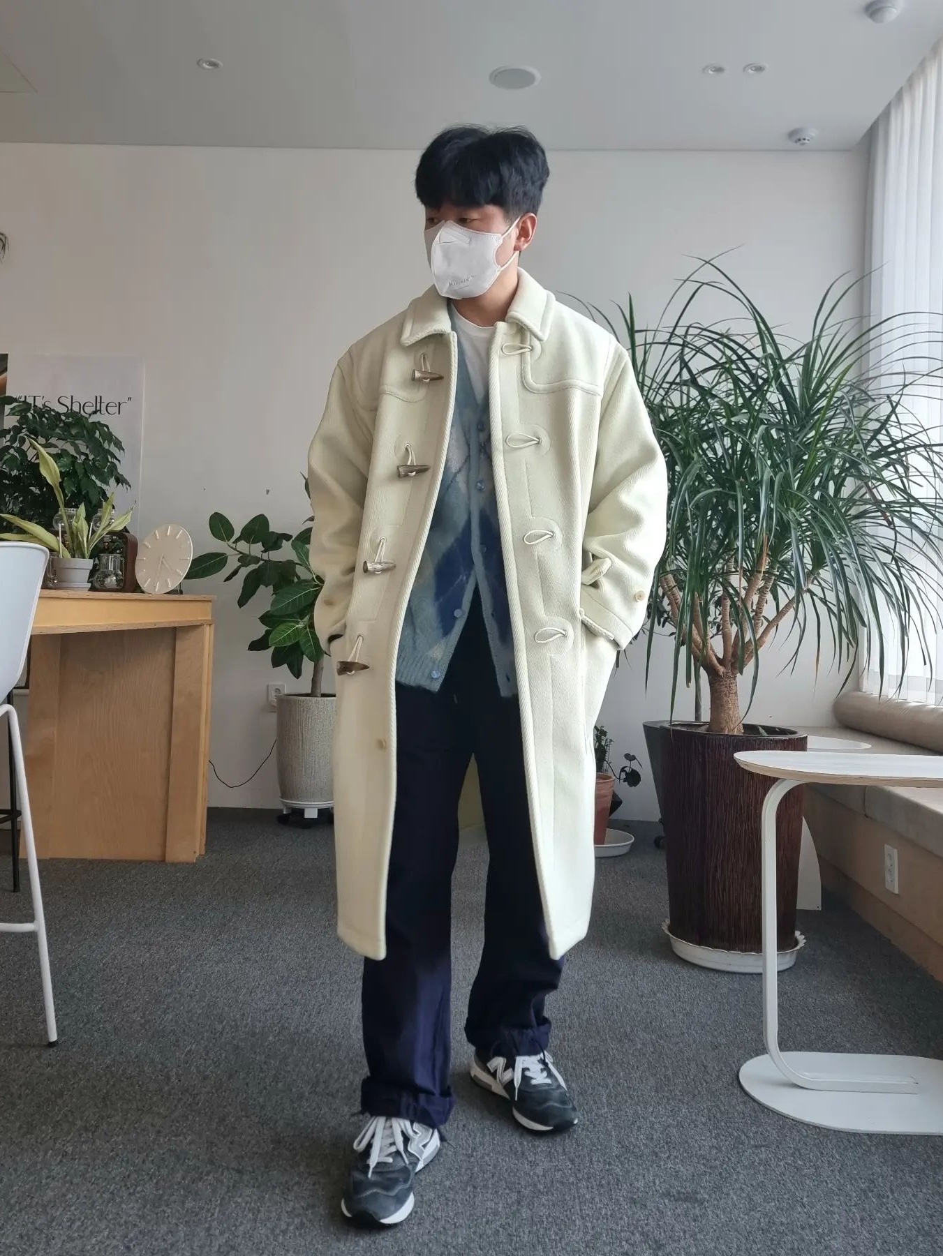 Needles Mohair Cardigan Argyle Blue, Needles Mohair Cardigan Argyle Yellow 착용 스타일