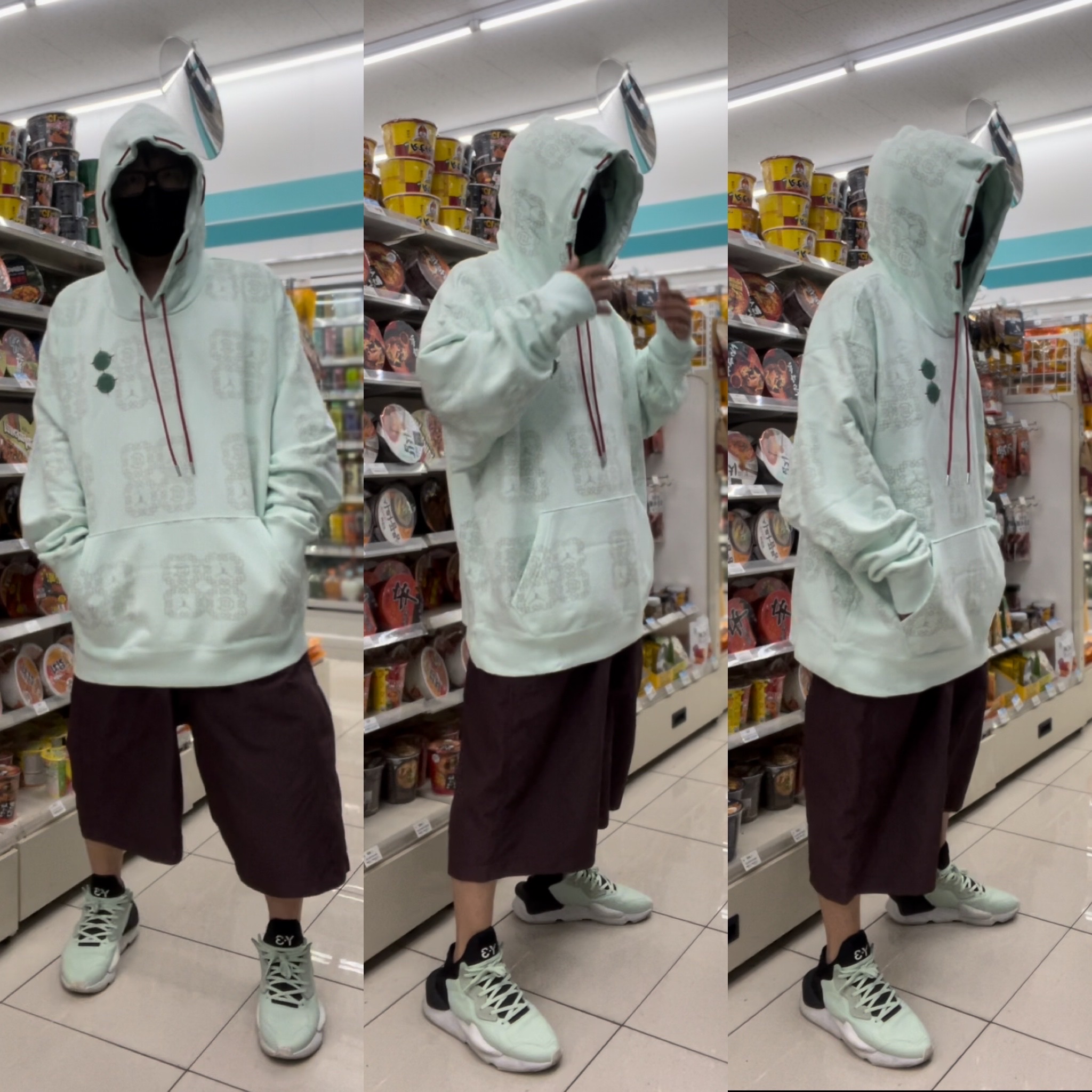Jordan x Clot All Over Print Fleece Hoodie Barely Green - US/EU 착용 스타일 - 1