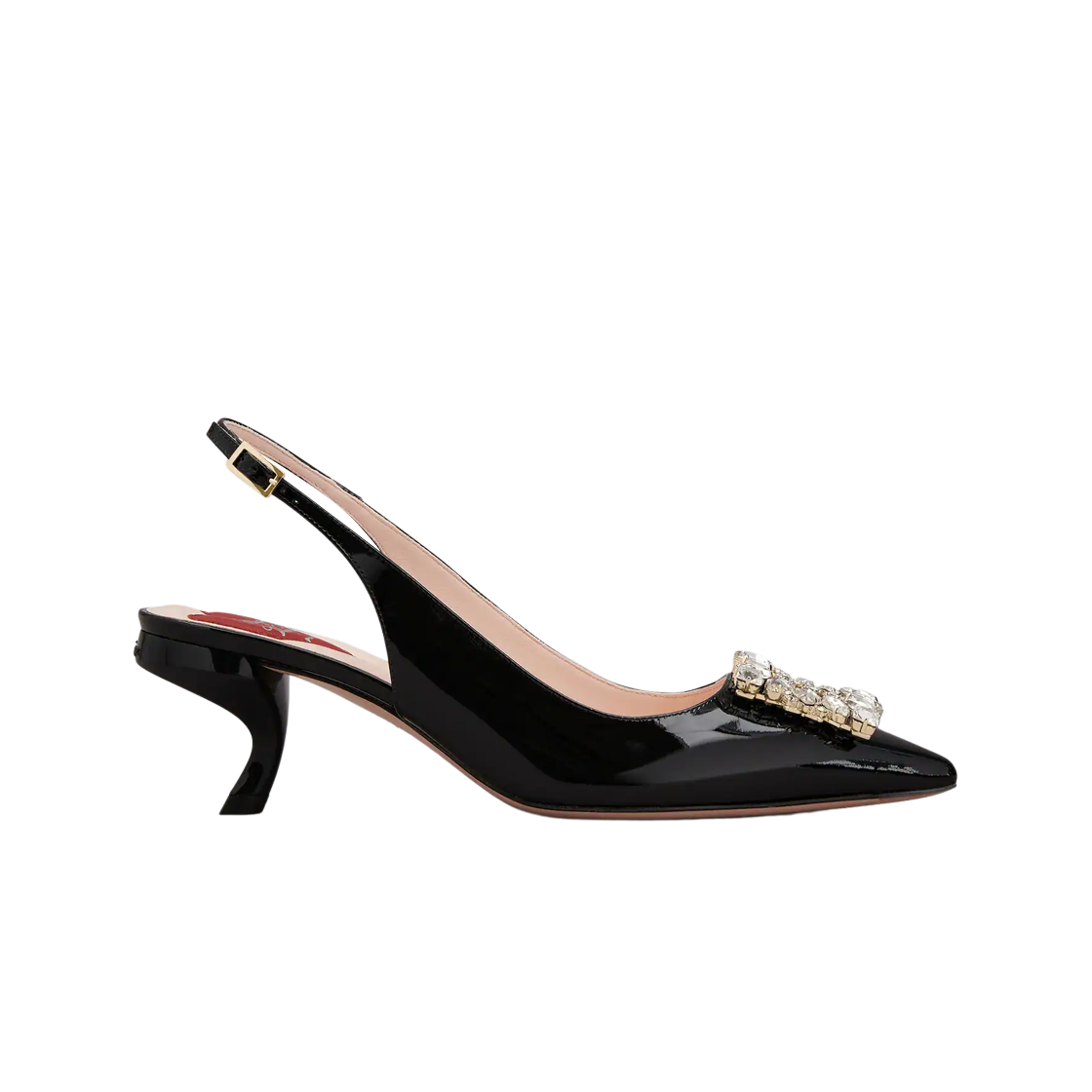 (W) 로저 비비에 버귤 스트라스 버클 슬링백 펌프스 인 페이턴트 레더 블랙