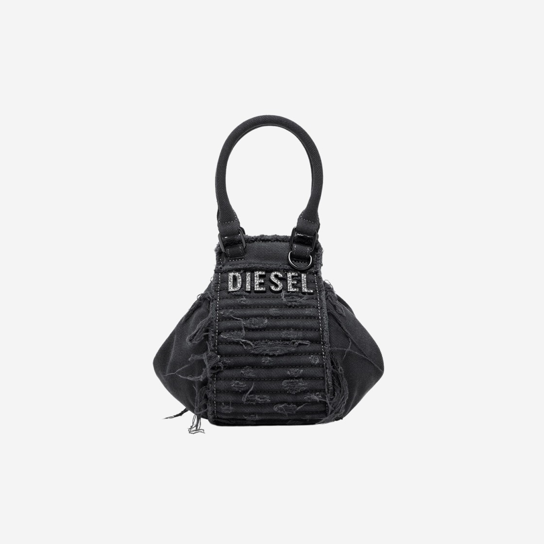 Diesel D-Vina-C Xs Slouchy Canvas Mini Bag with Crystals Black 상세 이미지 1