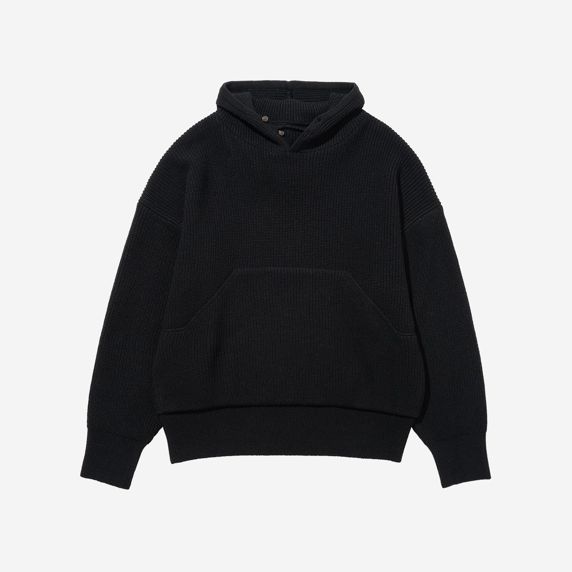 Millo Plain Knit Hoodie Black 상세 이미지 1