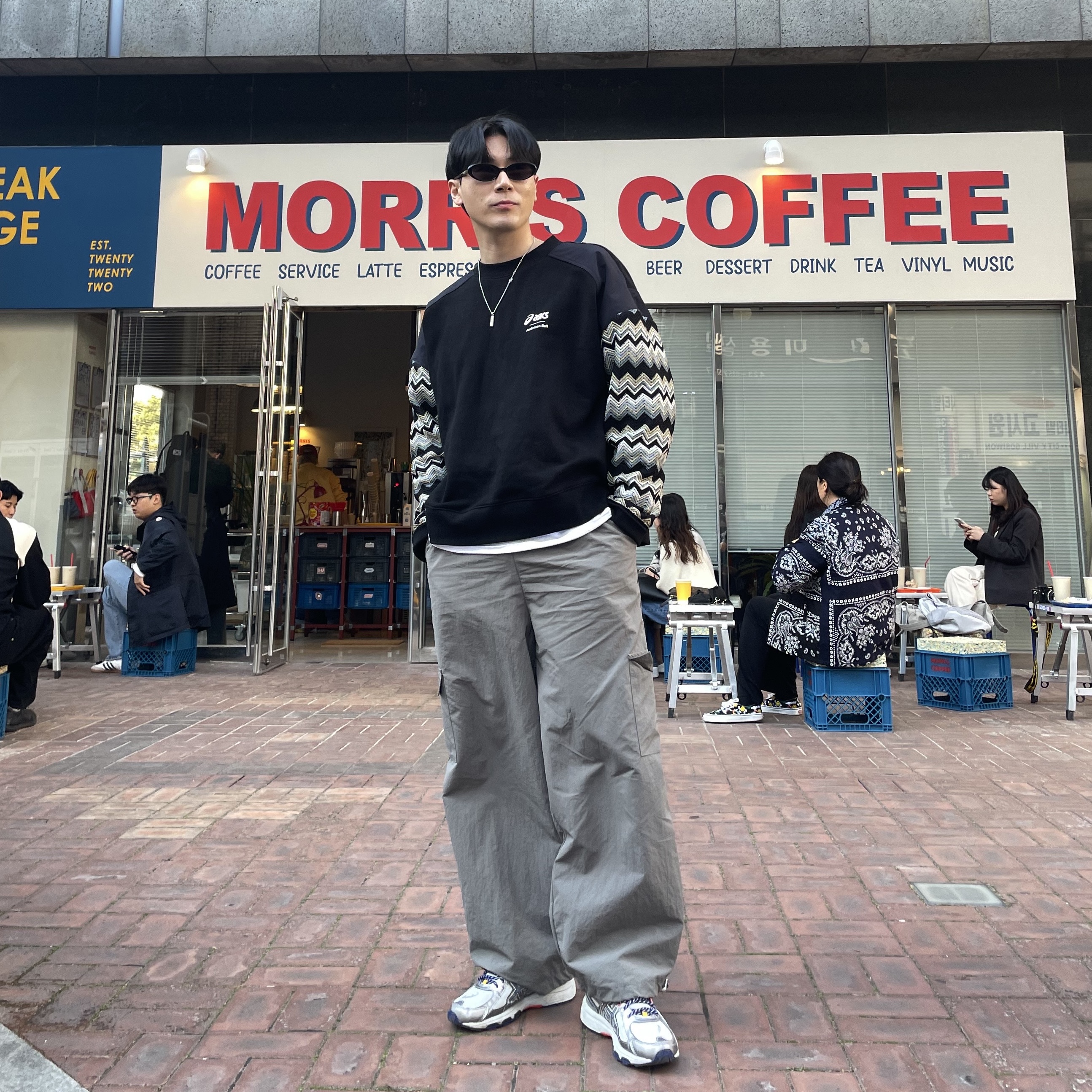 Andersson Bell x Asics Contrast Sweatshirt Black, Asics x IAB Studio Gel-Venture 6 착용 스타일