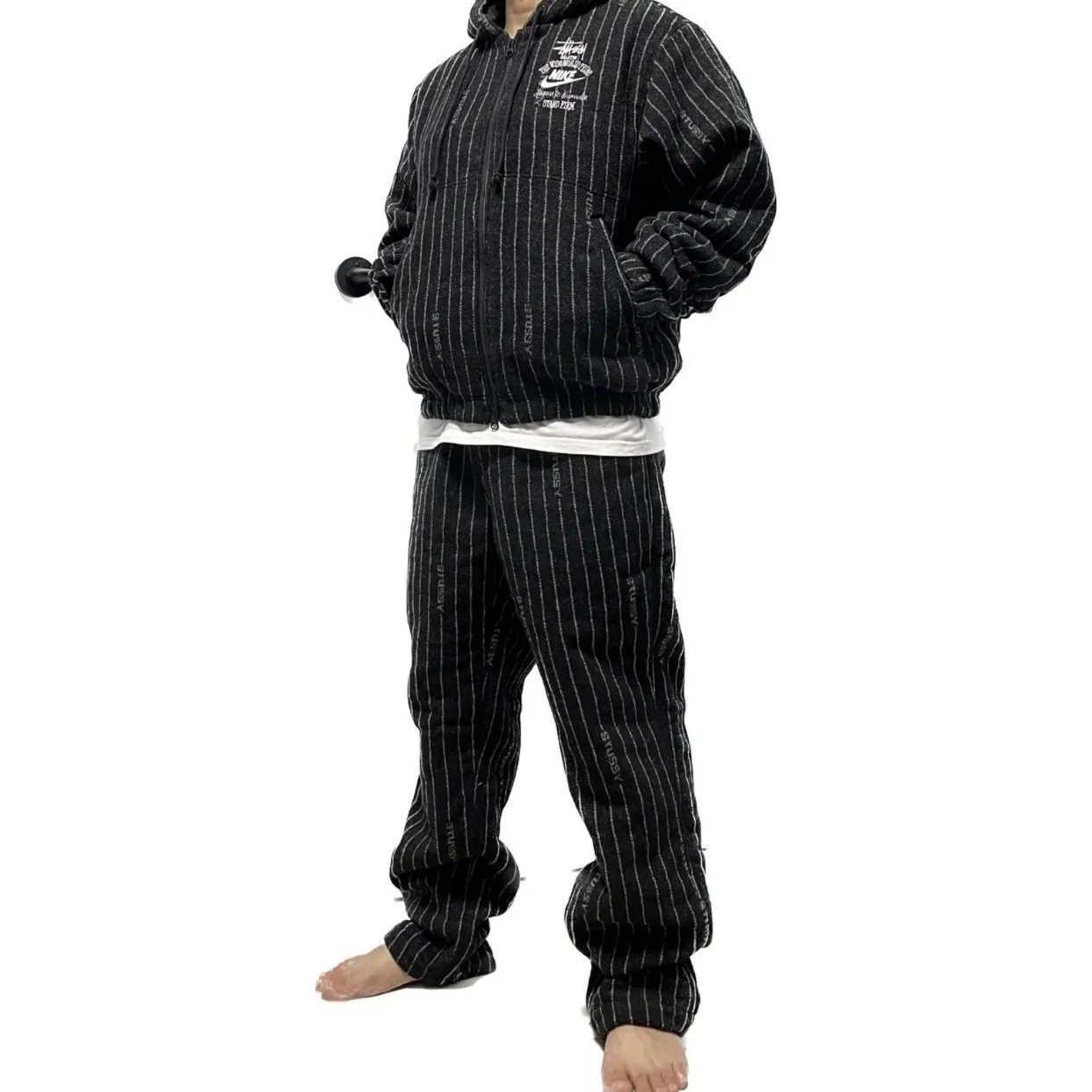 Nike x Stussy NRG Striped Wool Jacket Black (DR4023-010), Nike x Stussy NRG Striped Wool Pants Black (DR4021-010) 착용 스타일 - 3