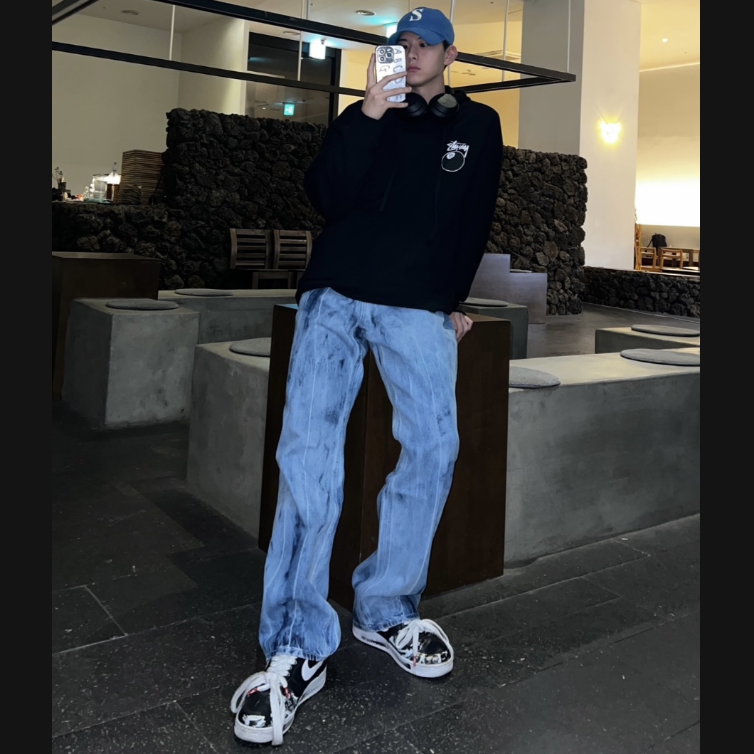 Nike x Peaceminusone Air Force 1 Low Para-Noise, Stussy 8 Ball Hoodie Black - 21FW 착용 스타일
