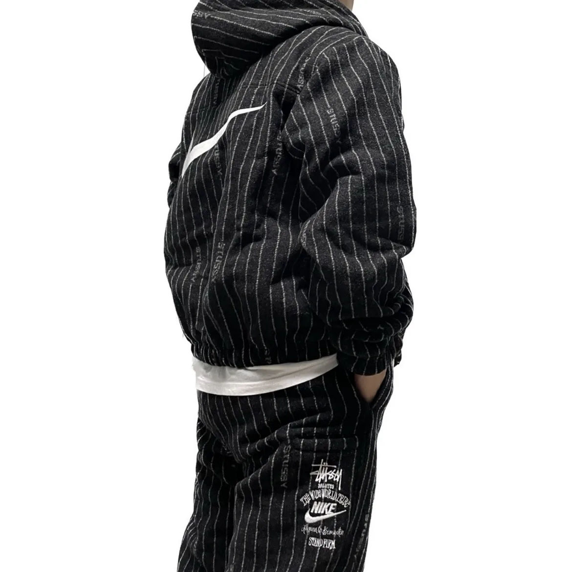 Nike x Stussy NRG Striped Wool Jacket Black (DR4023-010), Nike x Stussy NRG Striped Wool Pants Black (DR4021-010) 착용 스타일 - 1