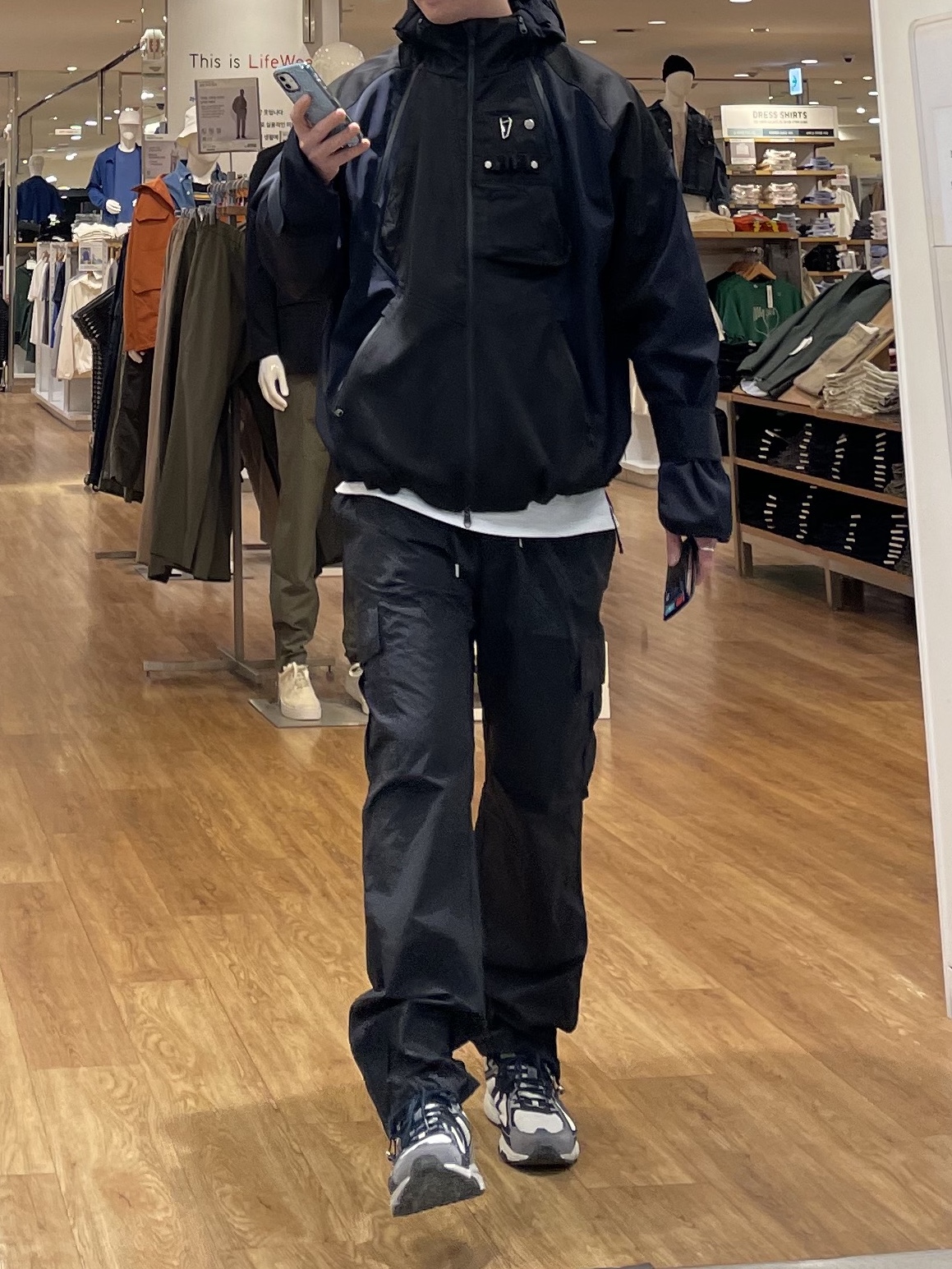 Undermycar Kame Multi Zip Turtle Shell Parka After Midnight - 22FW, Asics Gel-Venture 6 SPS Glacier Grey 착용 스타일 - 2
