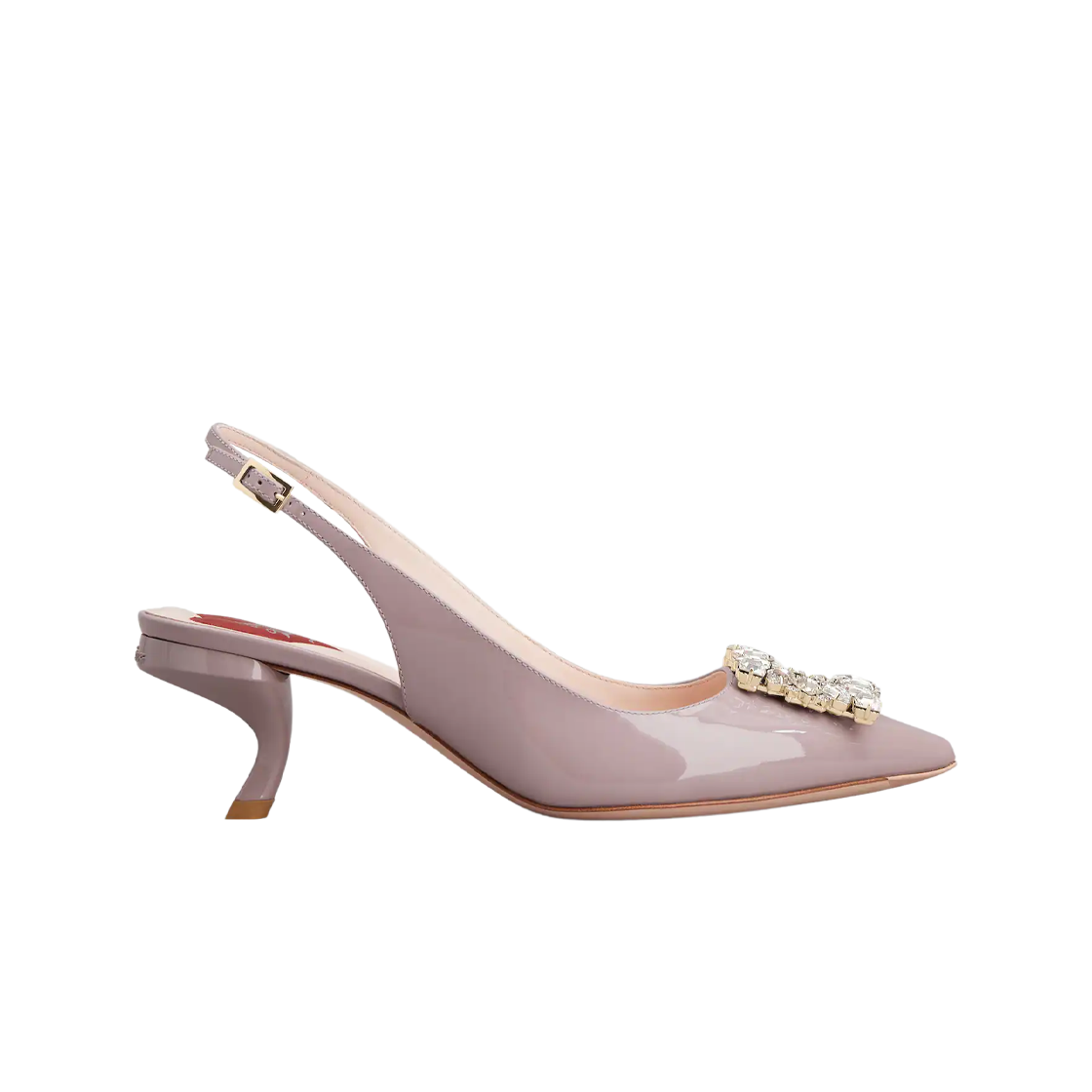 (W) 로저 비비에 버귤 스트라스 버클 슬링백 펌프스 인 페이턴트 레더 바이올렛((W) Roger Vivier Virgule Strass Buckle Slingback Pumps in Patent Leather Violet) - 1