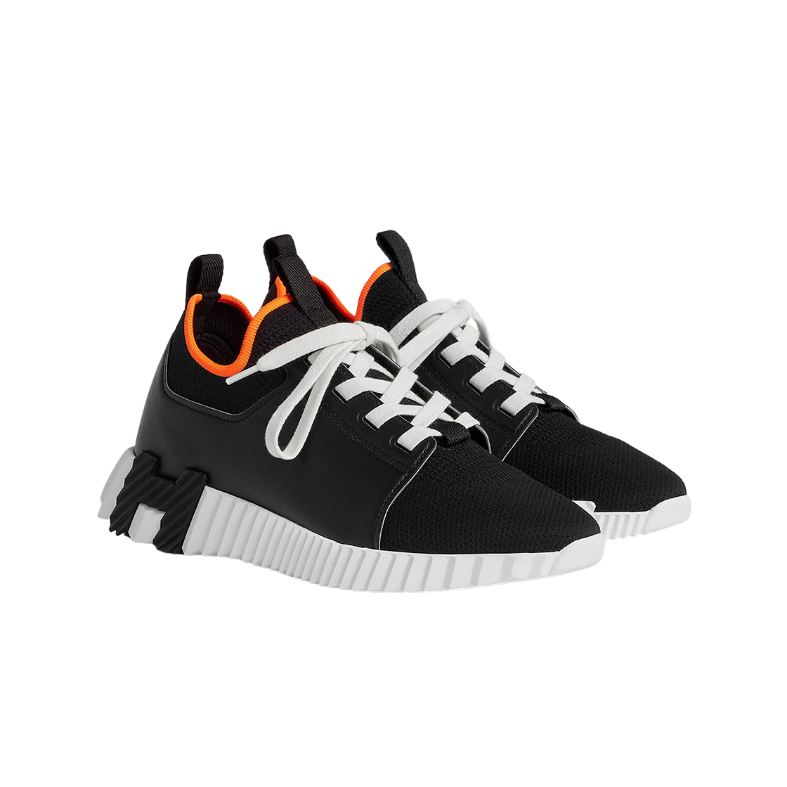 (W) 에르메스 디파트 스니커즈 니트 카프스킨 & 누아((W) Hermes Depart Sneakers Knit Calfskin & Noir) - 2