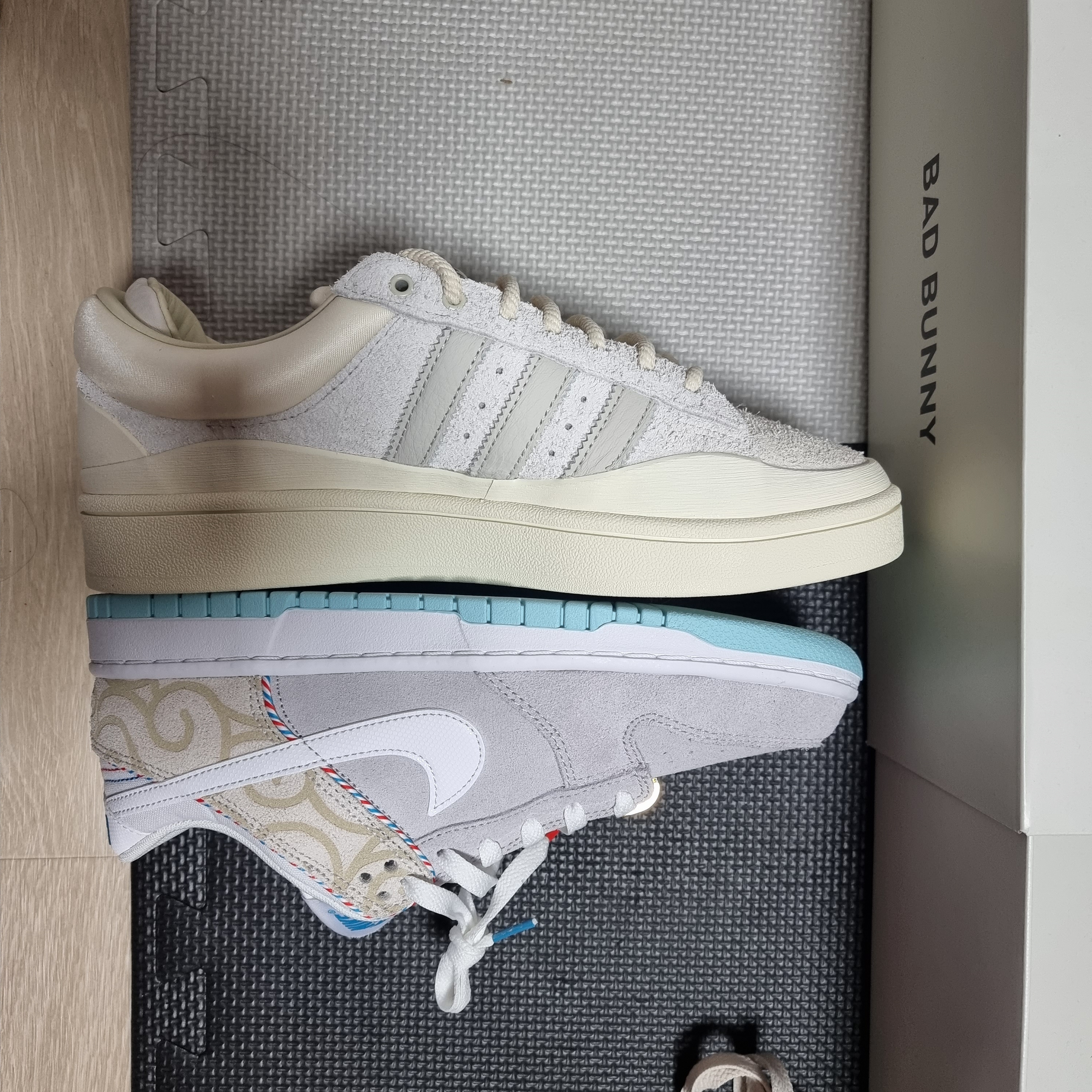 Adidas x Bad Bunny Campus Light Cloud White 착용 스타일 - 5