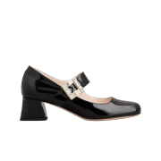 (W) Roger Vivier Tres Vivier Rhinestone Buckle Babies Pumps Black