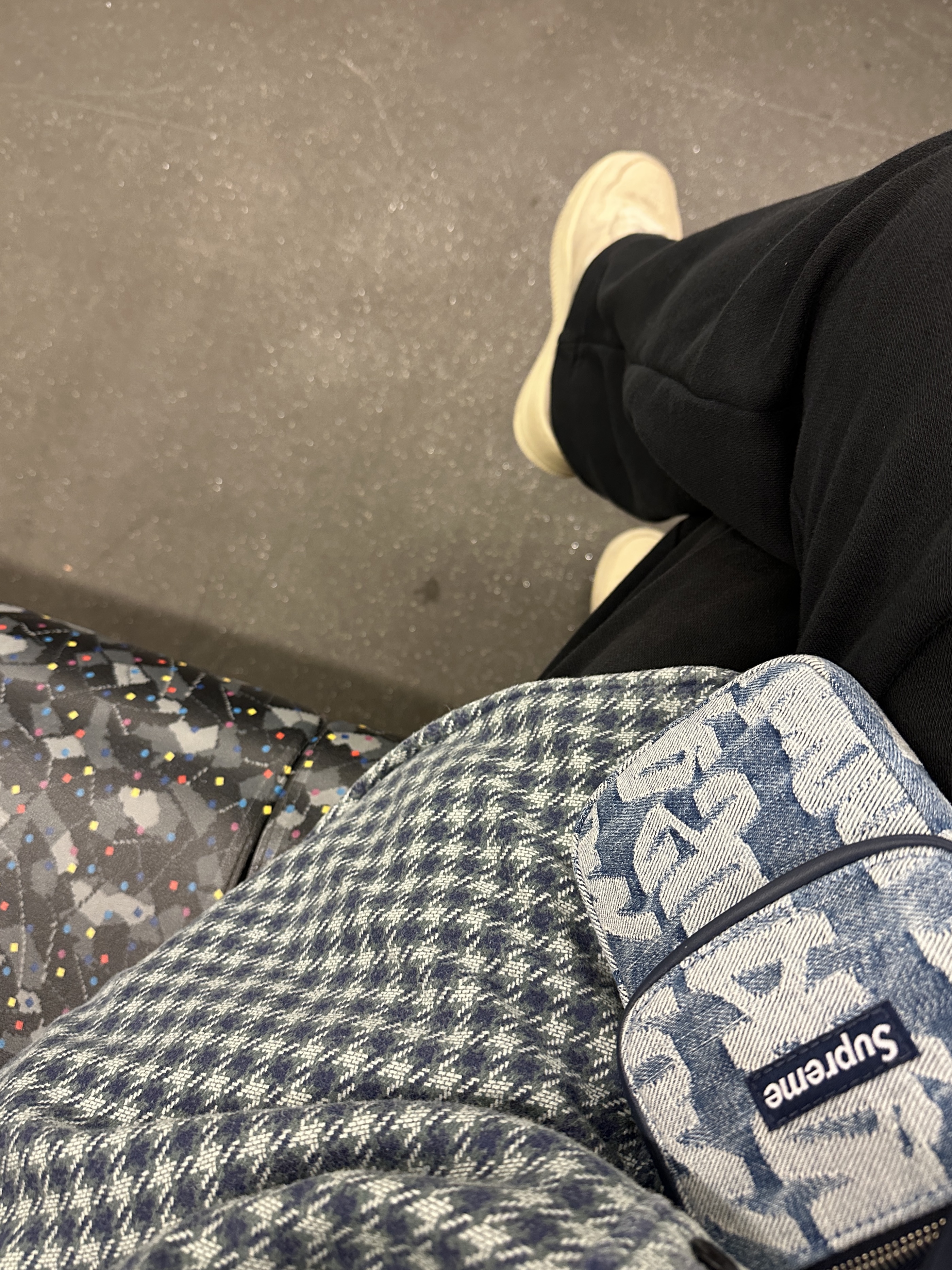 Supreme Houndstooth Flannel Hooded Shirt Light Navy - 22FW, Nike x Stussy Air Force 1 Low Fossil 착용 스타일 - 3