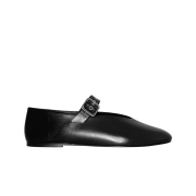 (W) COS Leather Mary Jane Flats Black