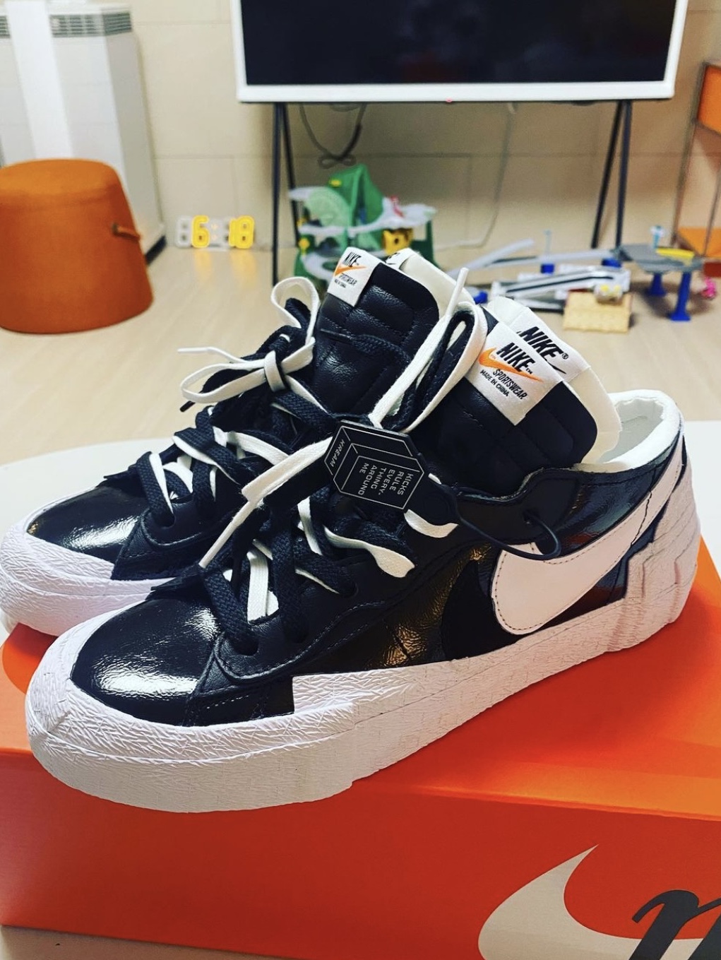 Nike x Sacai Blazer Low Black Patent Leather, Nike x Tom Sachs General Purpose Shoe Archive 착용 스타일 - 1