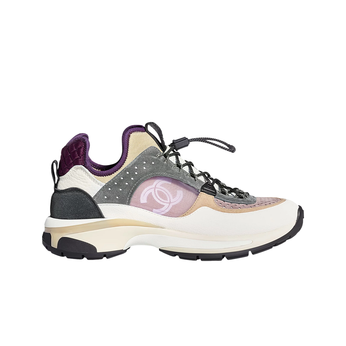 (W) 샤넬 스니커즈 패브릭 스웨이드 카프스킨 메쉬 & 화이트 그레이 퍼플 다크 퍼플((W) Chanel Sneakers Fabric Suede Calfskin Mesh & White Grey Purple Dark Purple) - 1
