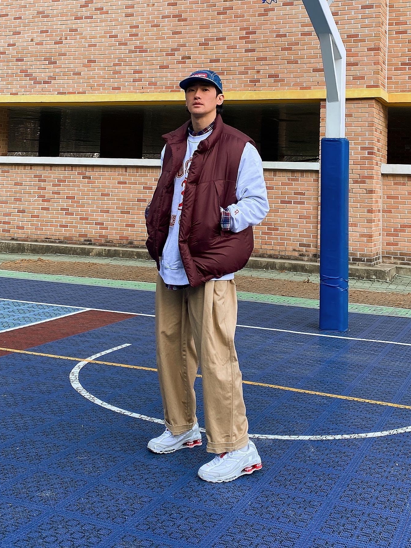 Nike x Supreme Shox Ride 2 SP White, Supreme Washed Chino Twill Camp Cap Denim - 21SS 착용 스타일 - 1