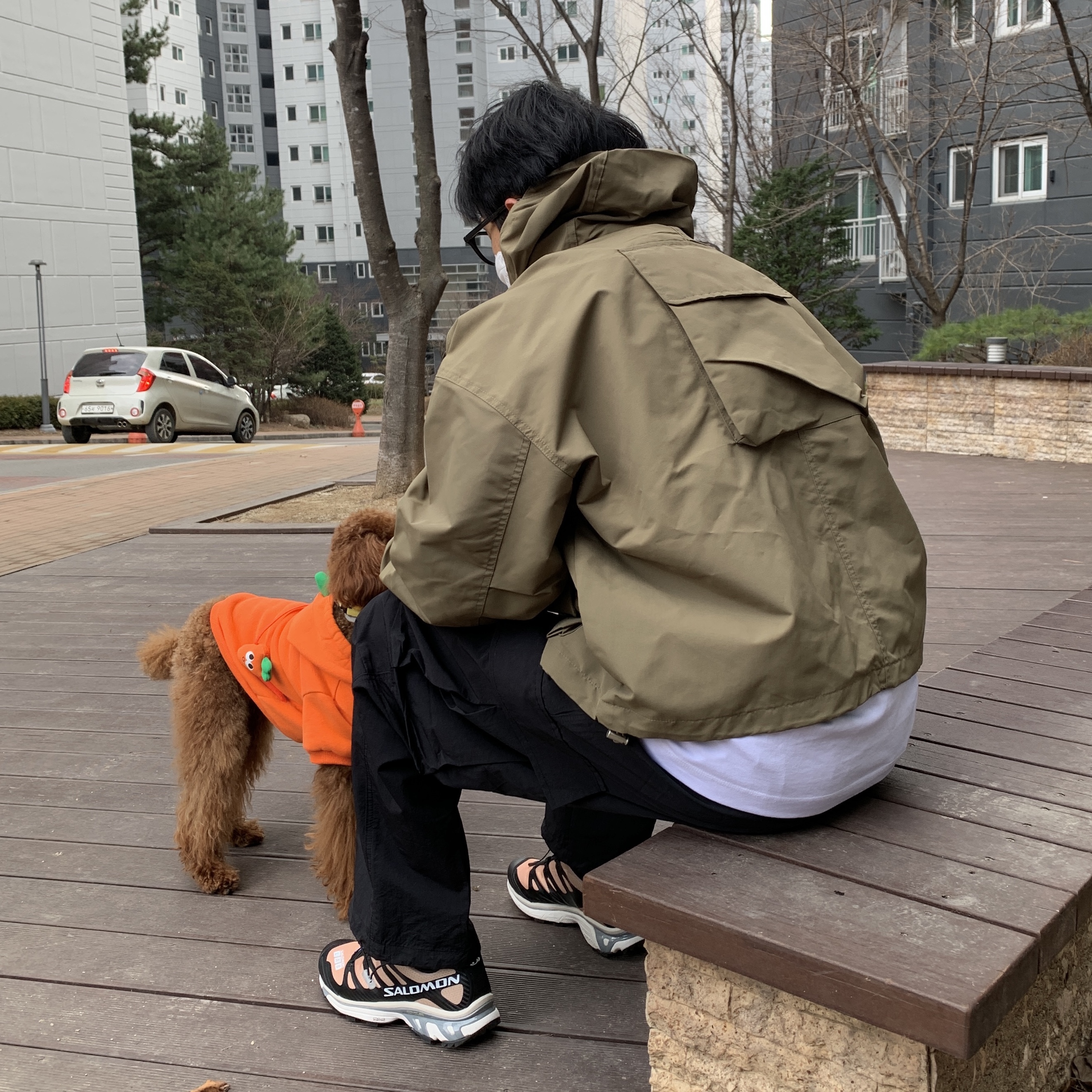 Salomon XT-4 Tobacco Brown 착용 스타일 - 1