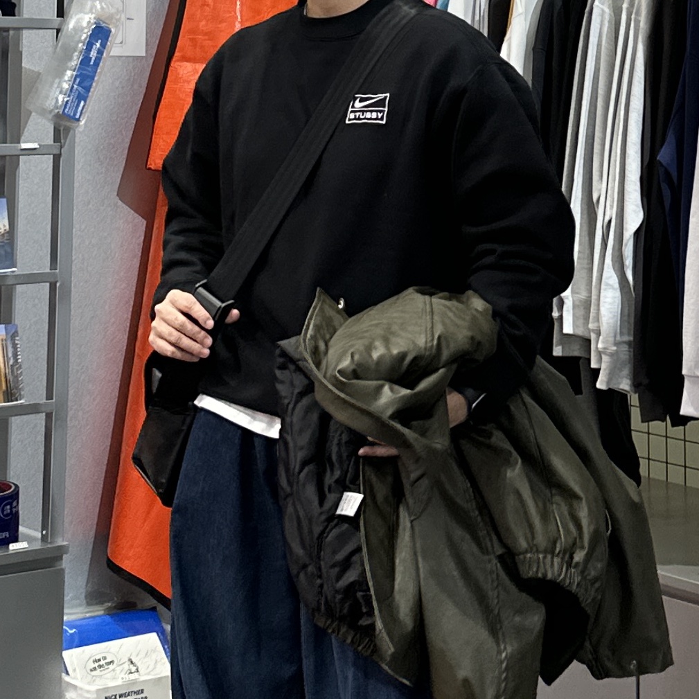 Nike x Stussy NRG Washed Fleece Crewneck Black (DO5310-010) 착용 스타일