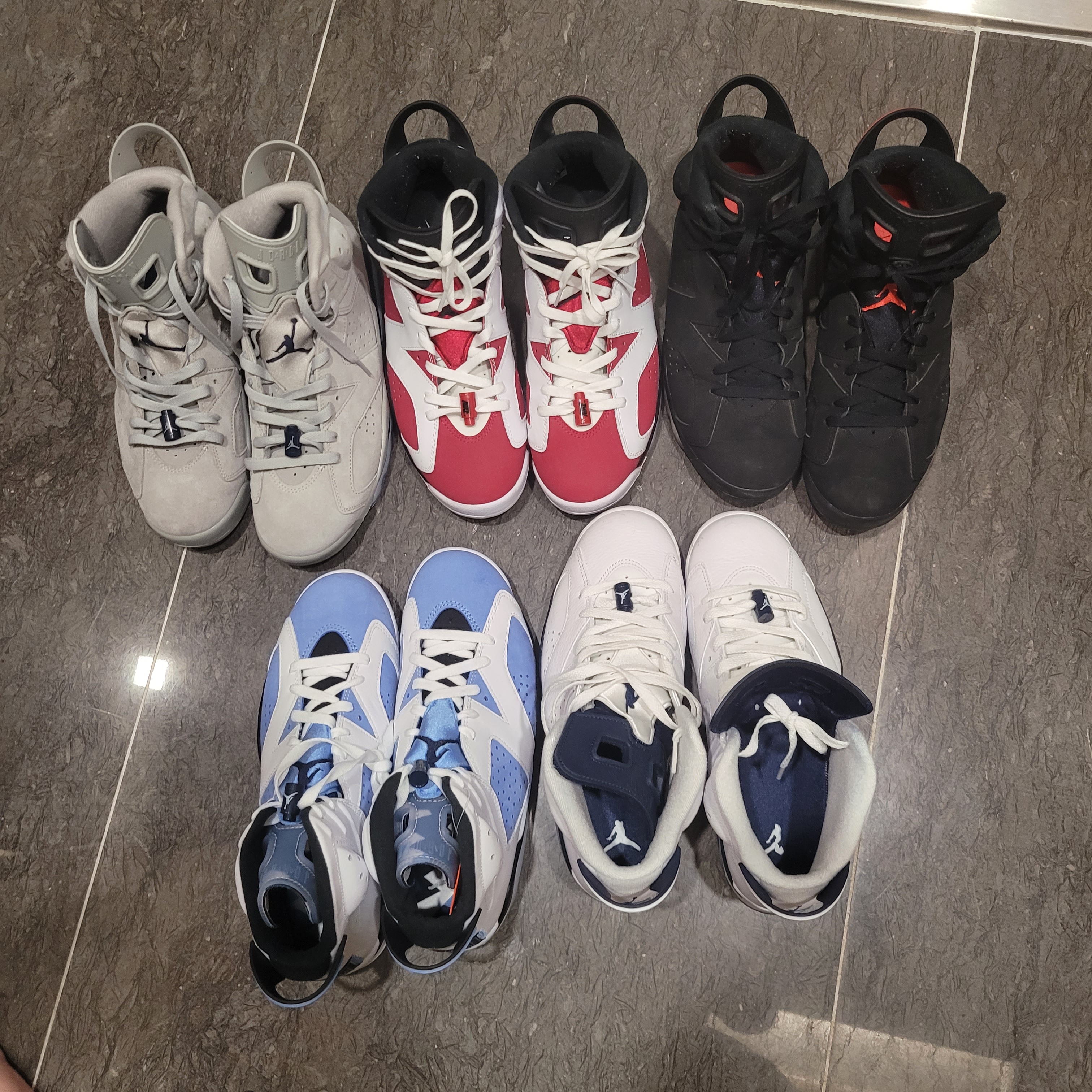 Jordan 6 Retro Carmine 2021, Jordan 6 Retro Infrared 2019 착용 스타일