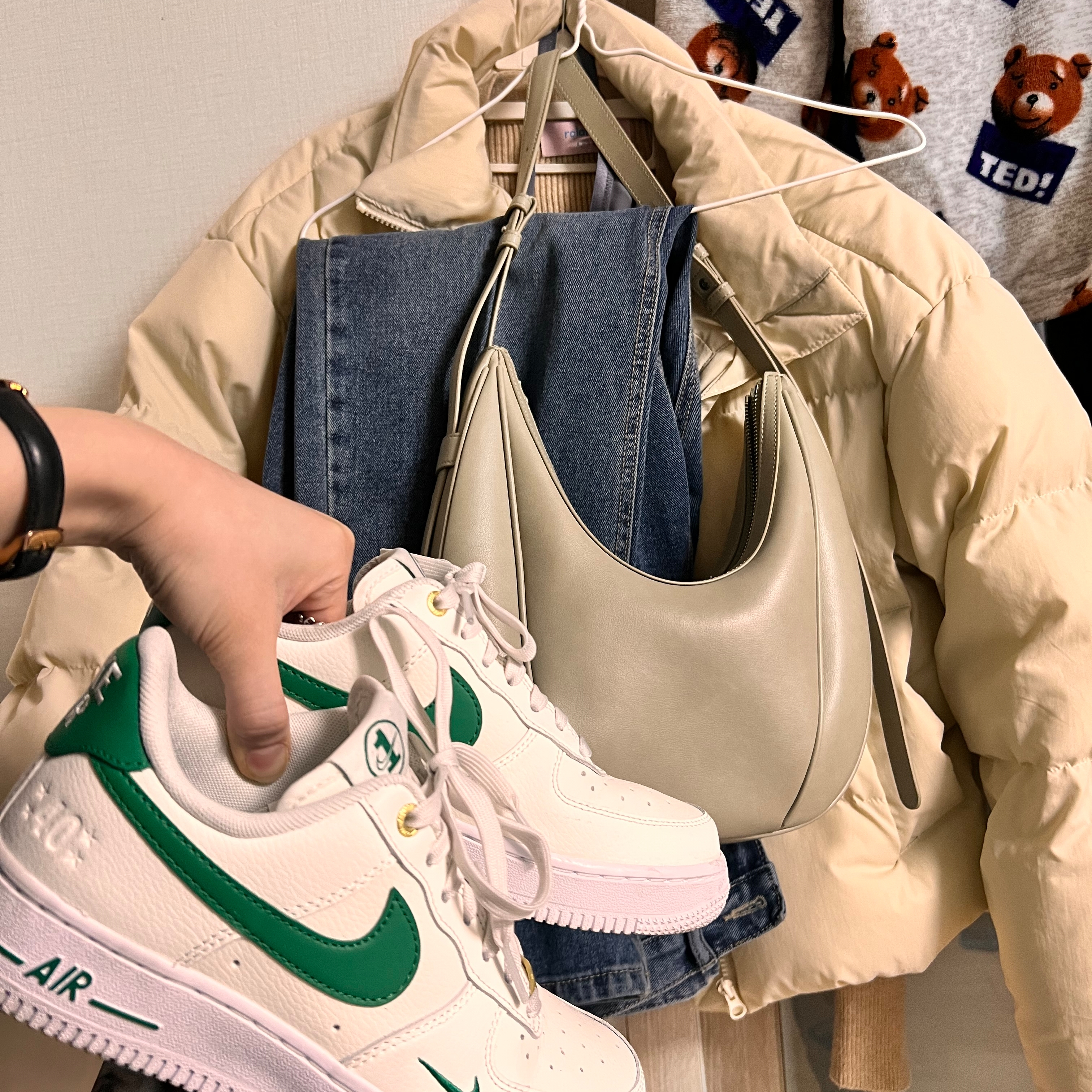 (W) Nike Air Force 1 '07 SE 40th Anniversary Join Forces Sail Malachite 착용 스타일