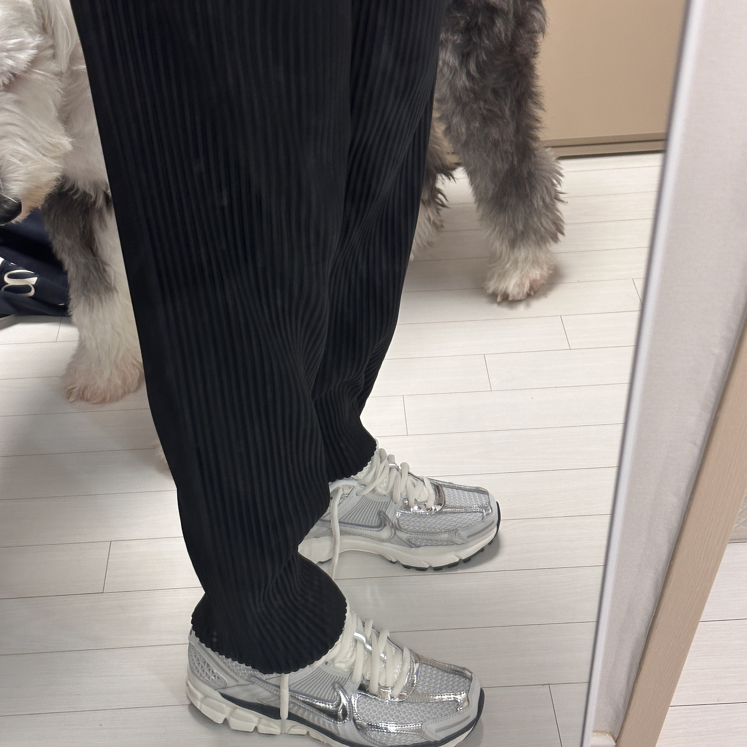 (W) Nike Zoom Vomero 5 Photon Dust and Metallic Silver 착용 스타일 - 3