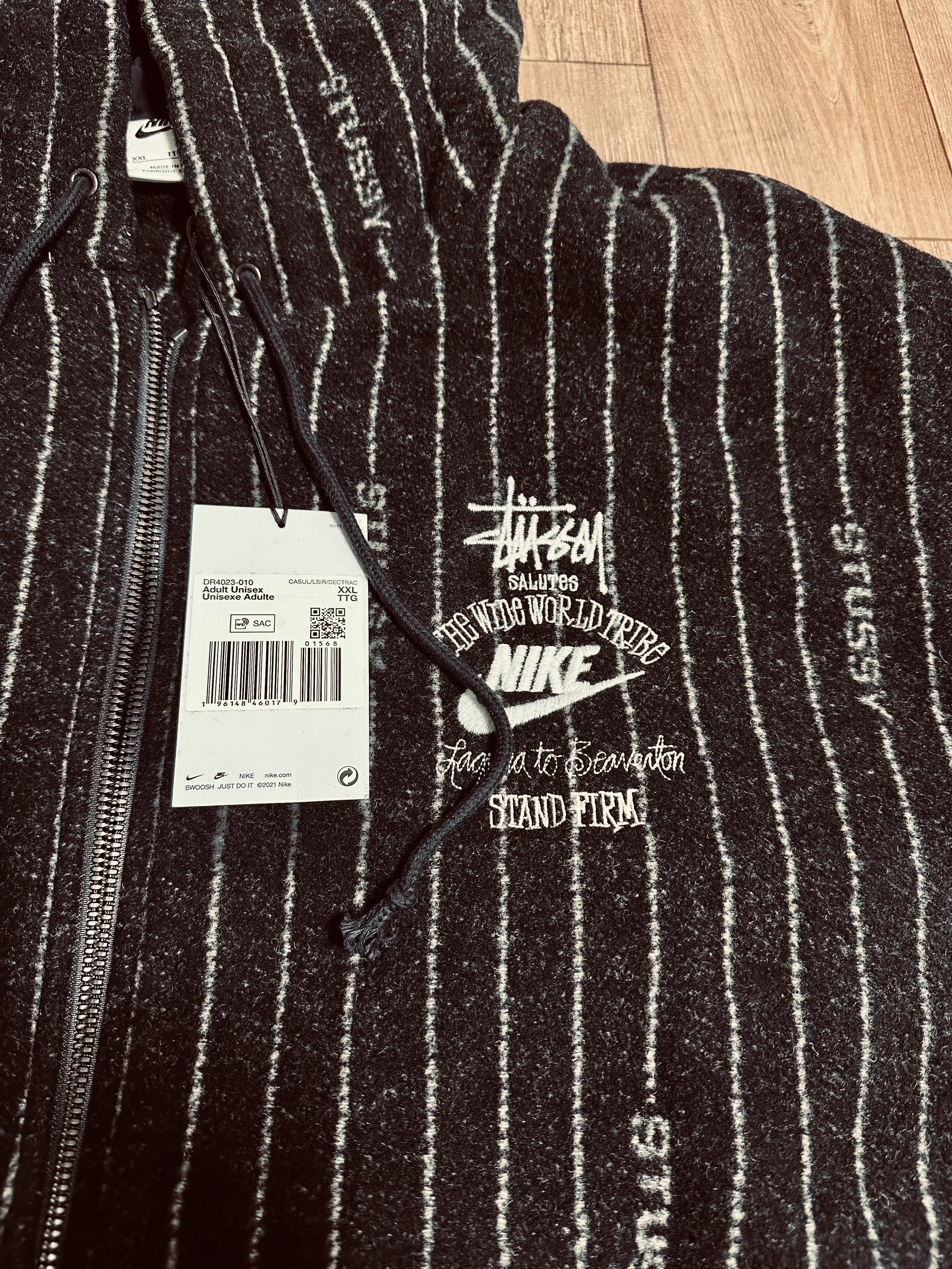 Nike x Stussy NRG Striped Wool Jacket Black (DR4023-010) 착용 스타일