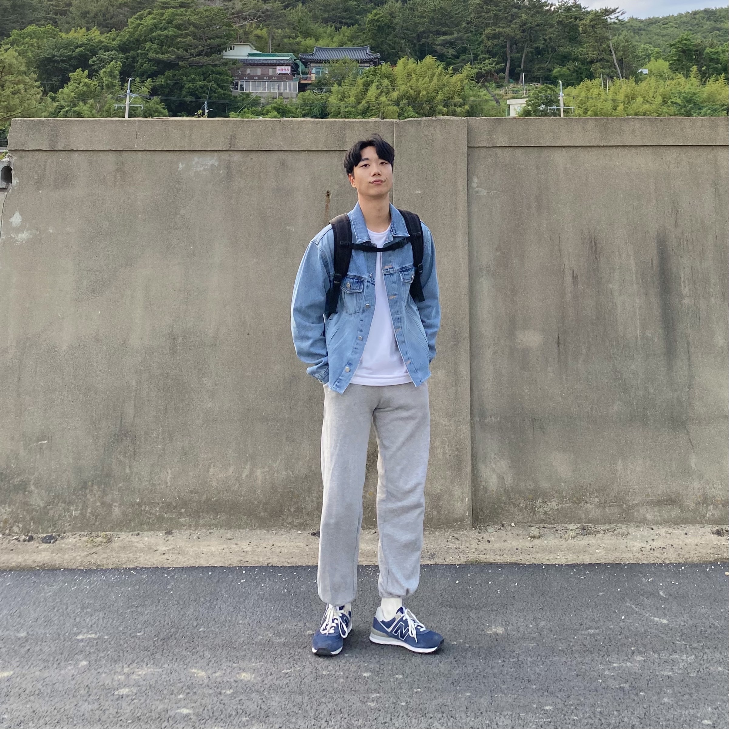 New Balance 574 Navy - D Standard 착용 스타일