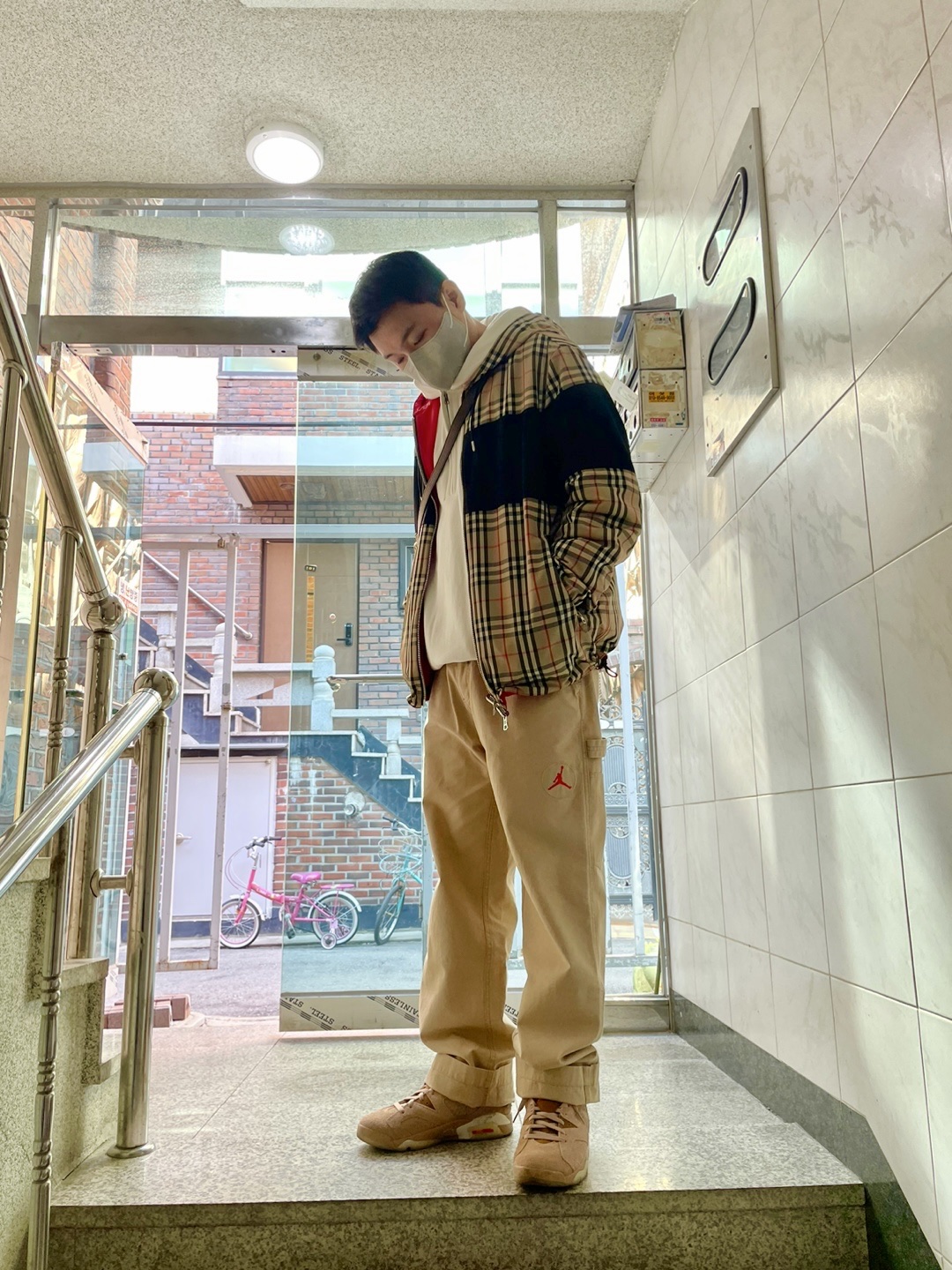 Jordan 6 x Travis Scott Retro SP British Khaki, Jordan x Travis Scott Canvas Pants - Asia 착용 스타일