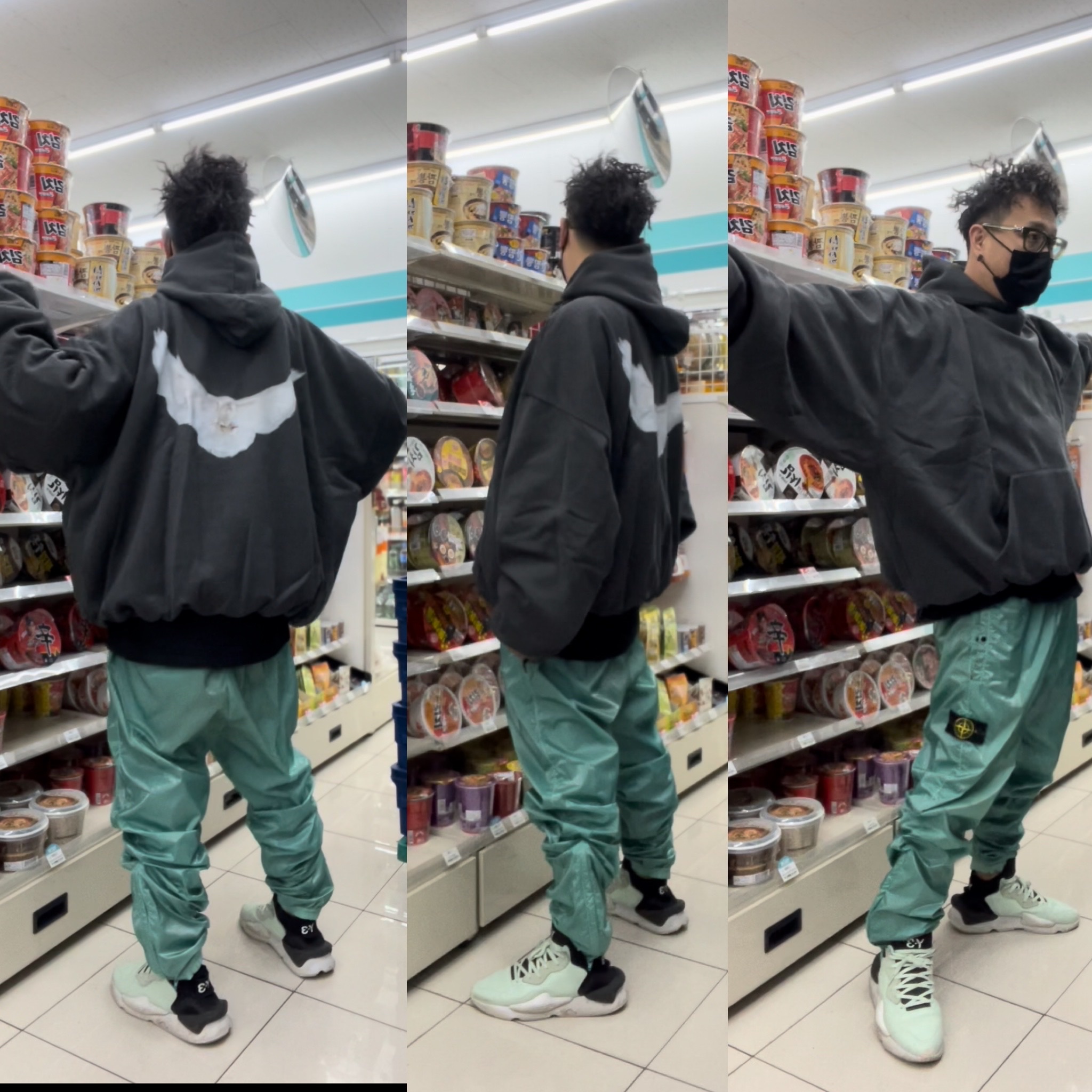 Yeezy Gap Engineered By Balenciaga Dove Hoodie Black 착용 스타일