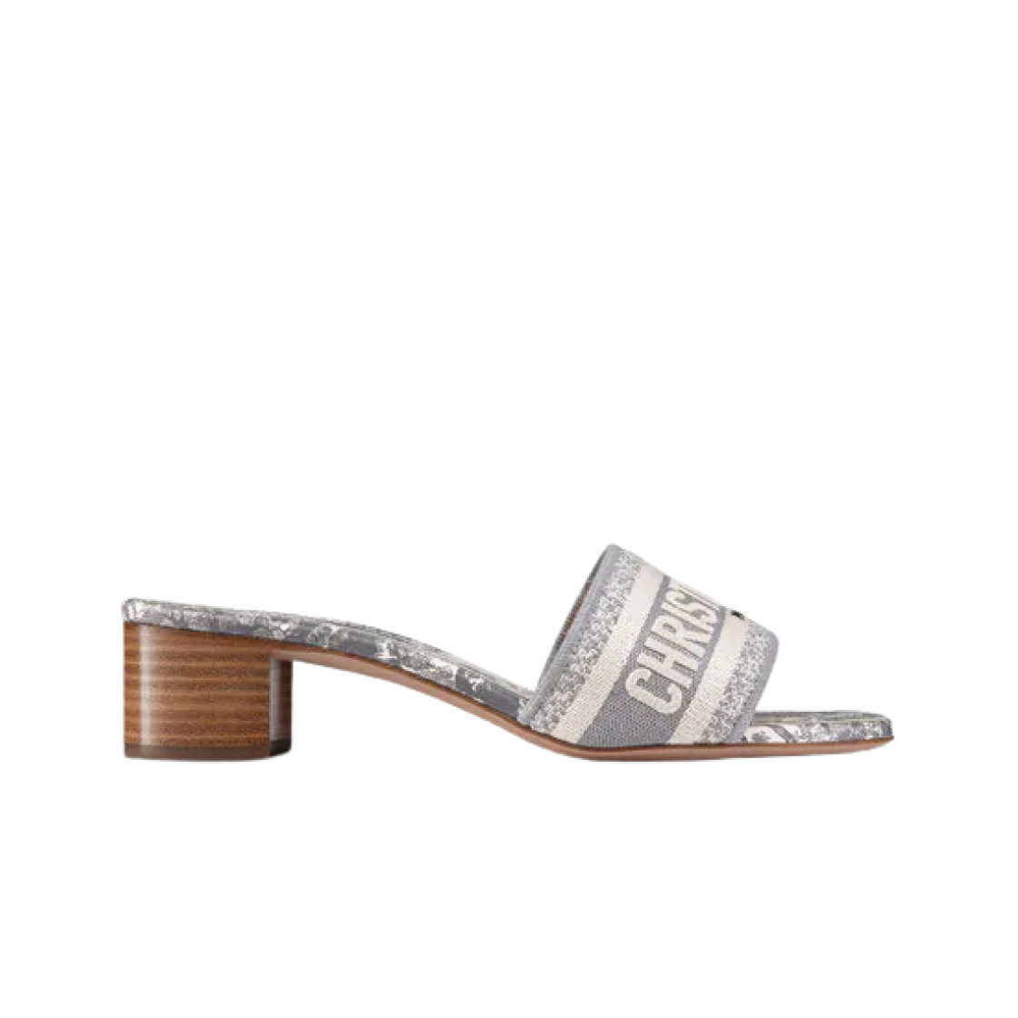 (W) 디올 디웨이 뮬 힐 트왈 드 주이 자수 코튼 그레이((W) Dior Dway Mule Heel Toile de Jouy Embroidered Cotton Grey)