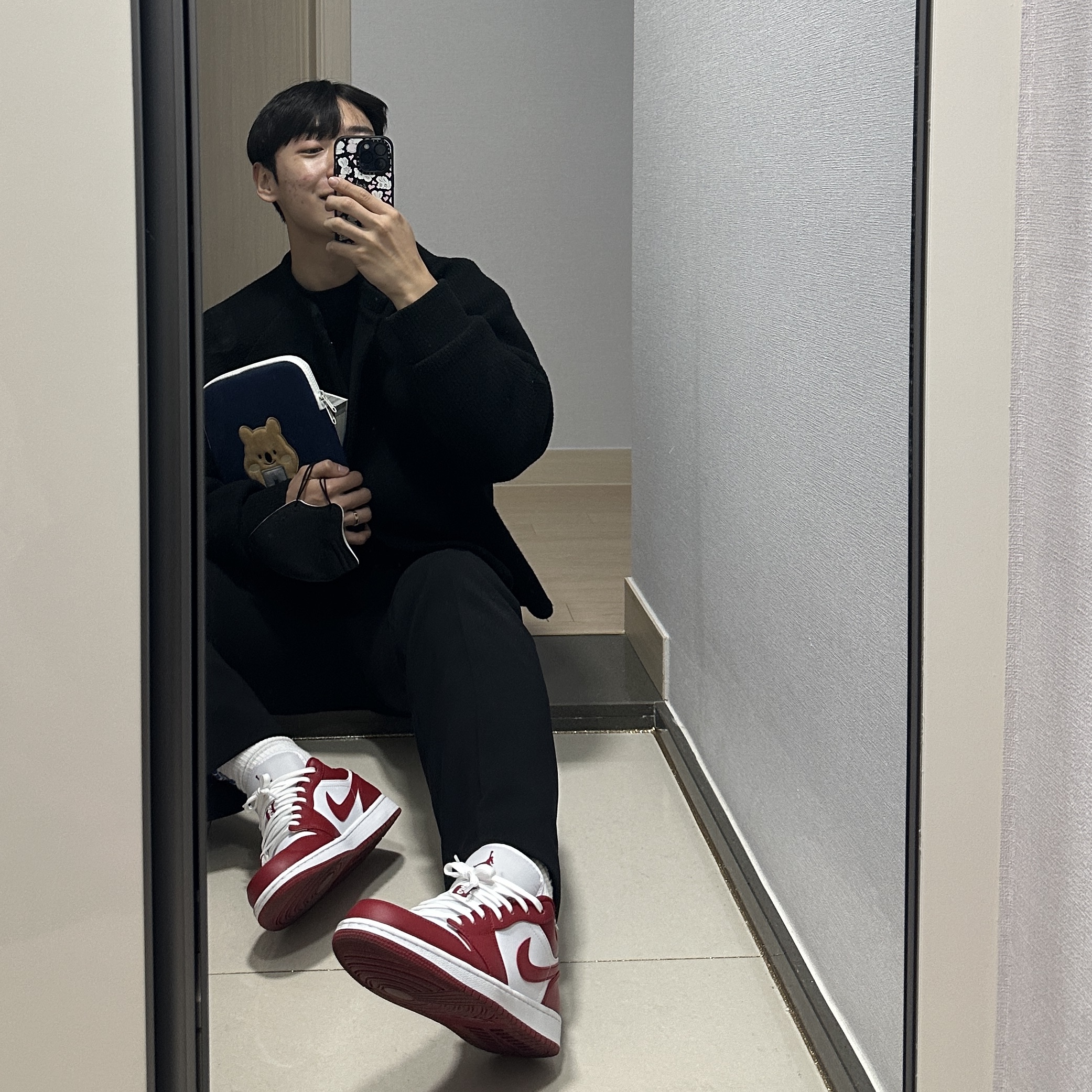 Jordan 1 Low Gym Red White 착용 스타일