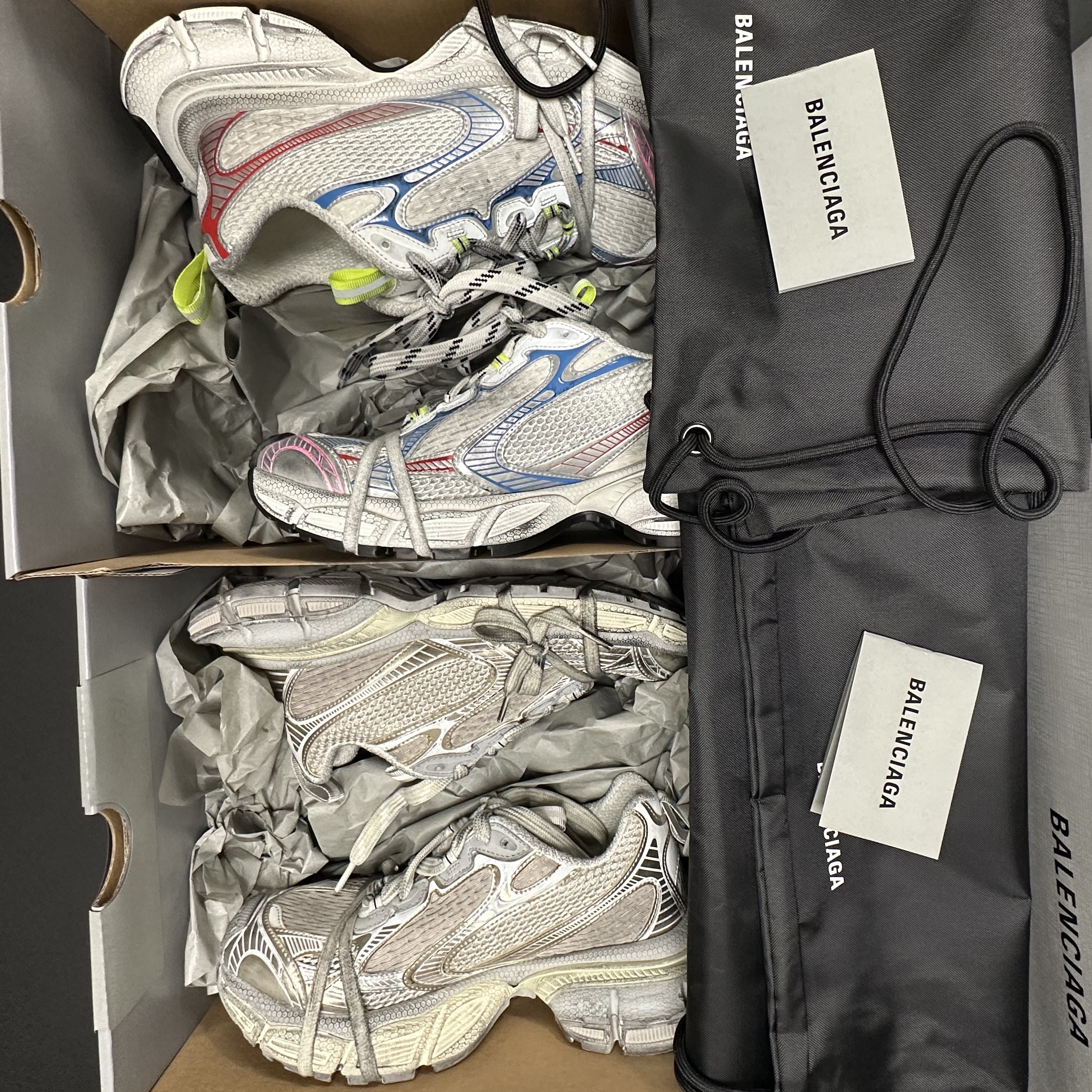 Balenciaga 3XL Sneakers White Red Blue, (W) Balenciaga 3XL Sneakers Light Beige 착용 스타일 - 4