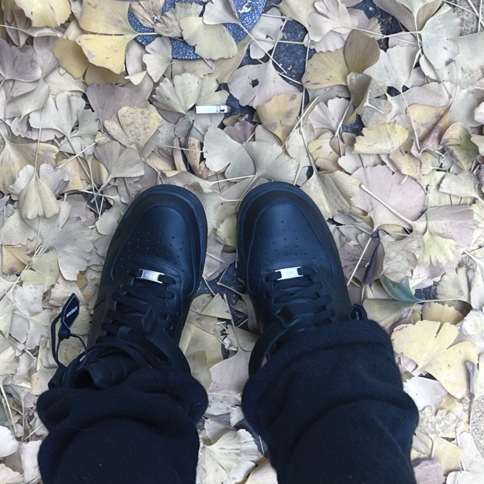 Nike Air Force 1 Mid '07 Black, Nike Air Force 1 '07 Low Triple Black 착용 스타일 - 5