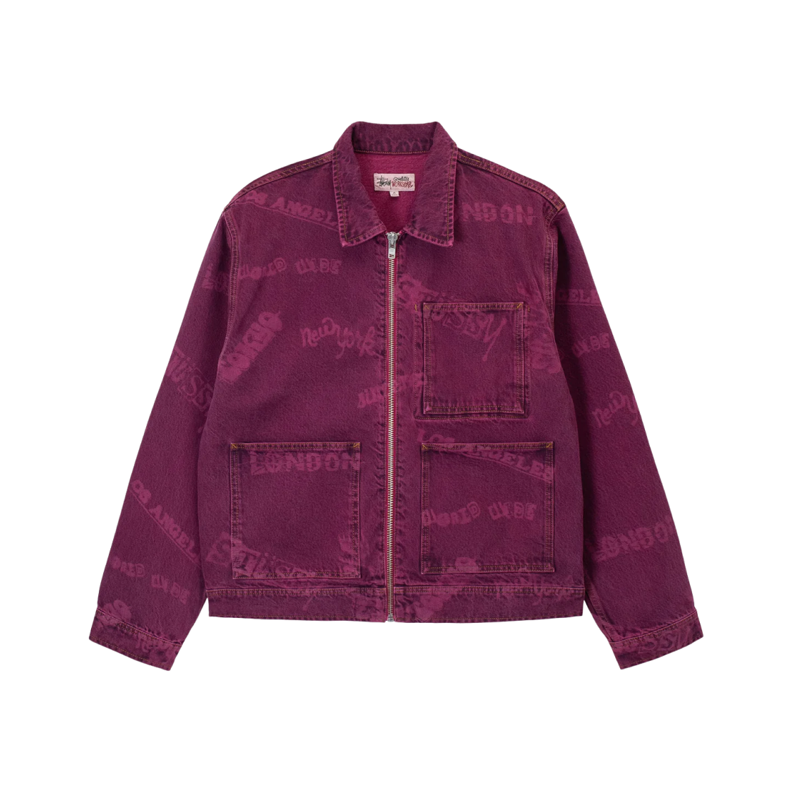 ジャケット・アウター StussyWorldwideZipWork Jacket Stone Wash Stussy】 Worldwide Zip Work Jacket Stone Wash