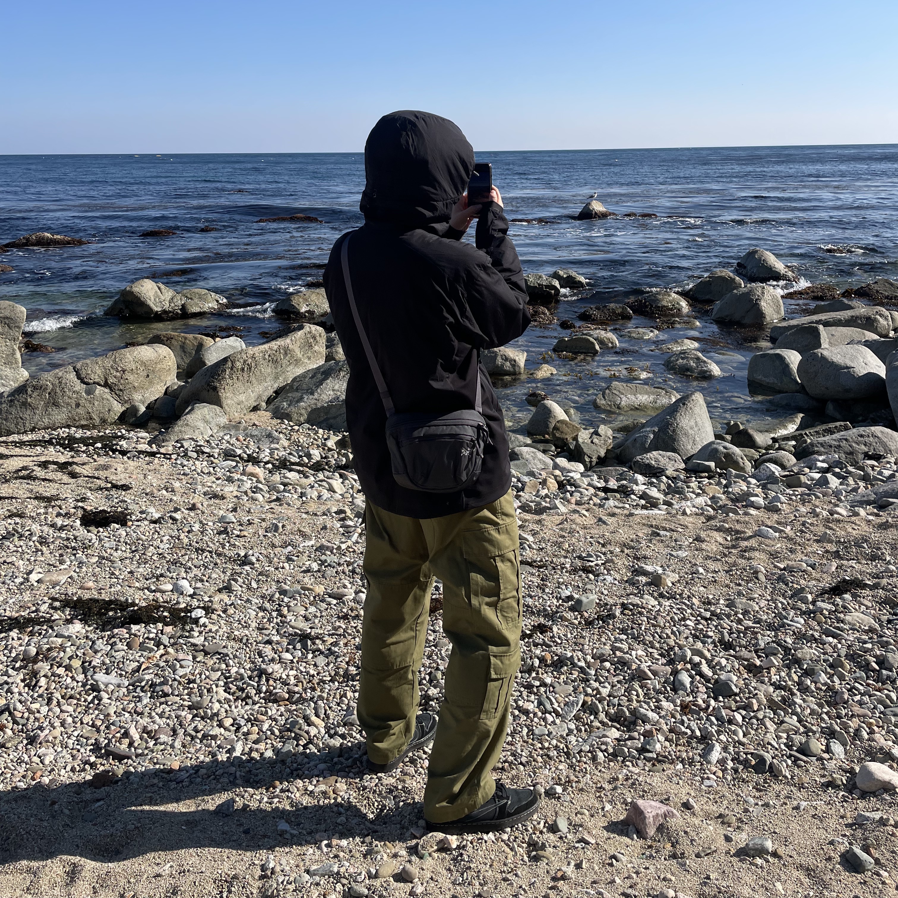 Arc'teryx Beta Jacket Black, Arc'teryx Mantis 2 Waistpack Pilot 착용 스타일
