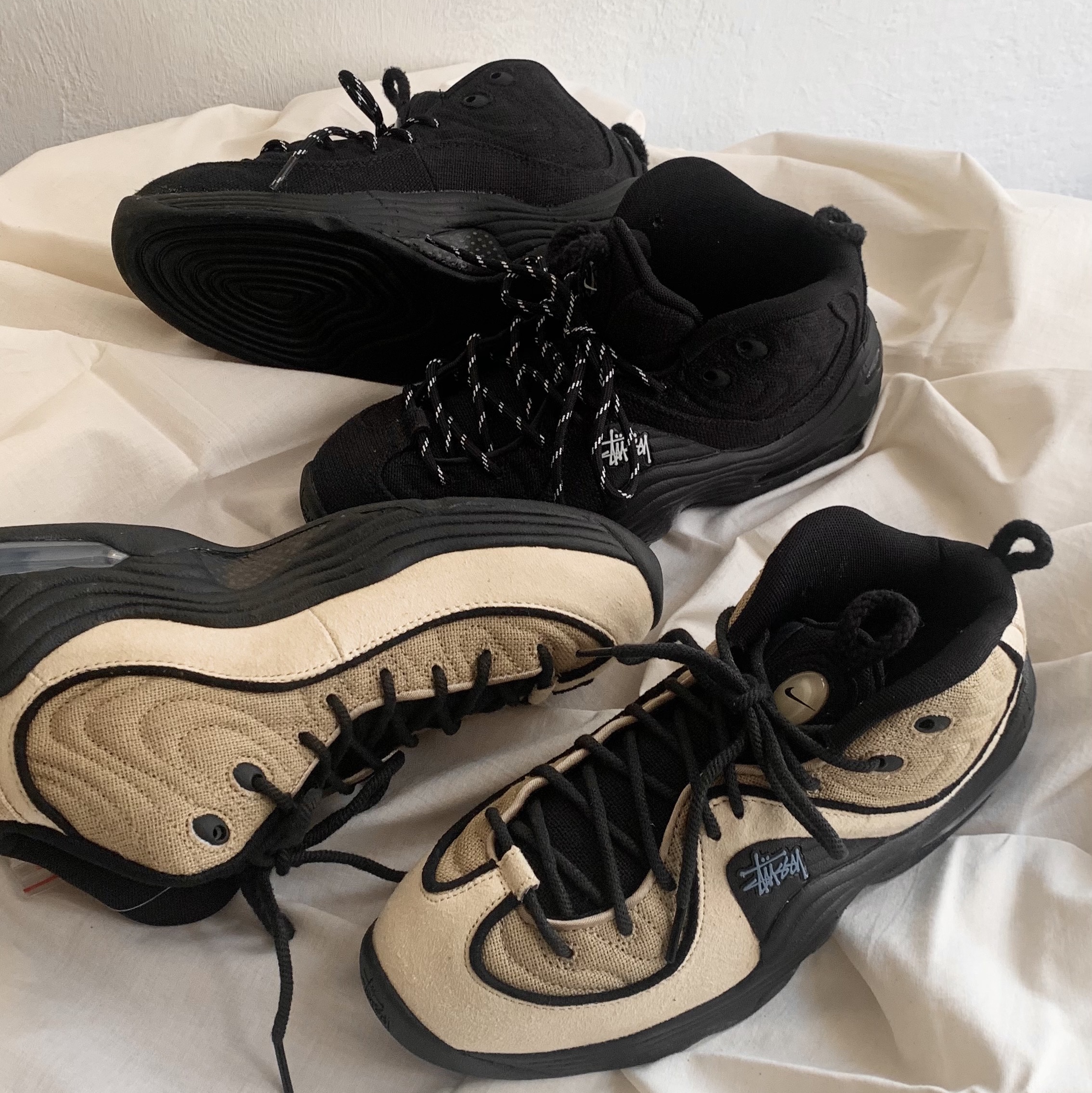Nike x Stussy Air Penny II Rattan and Limestone, Nike x Stussy Air Penny II Black 착용 스타일 - 1
