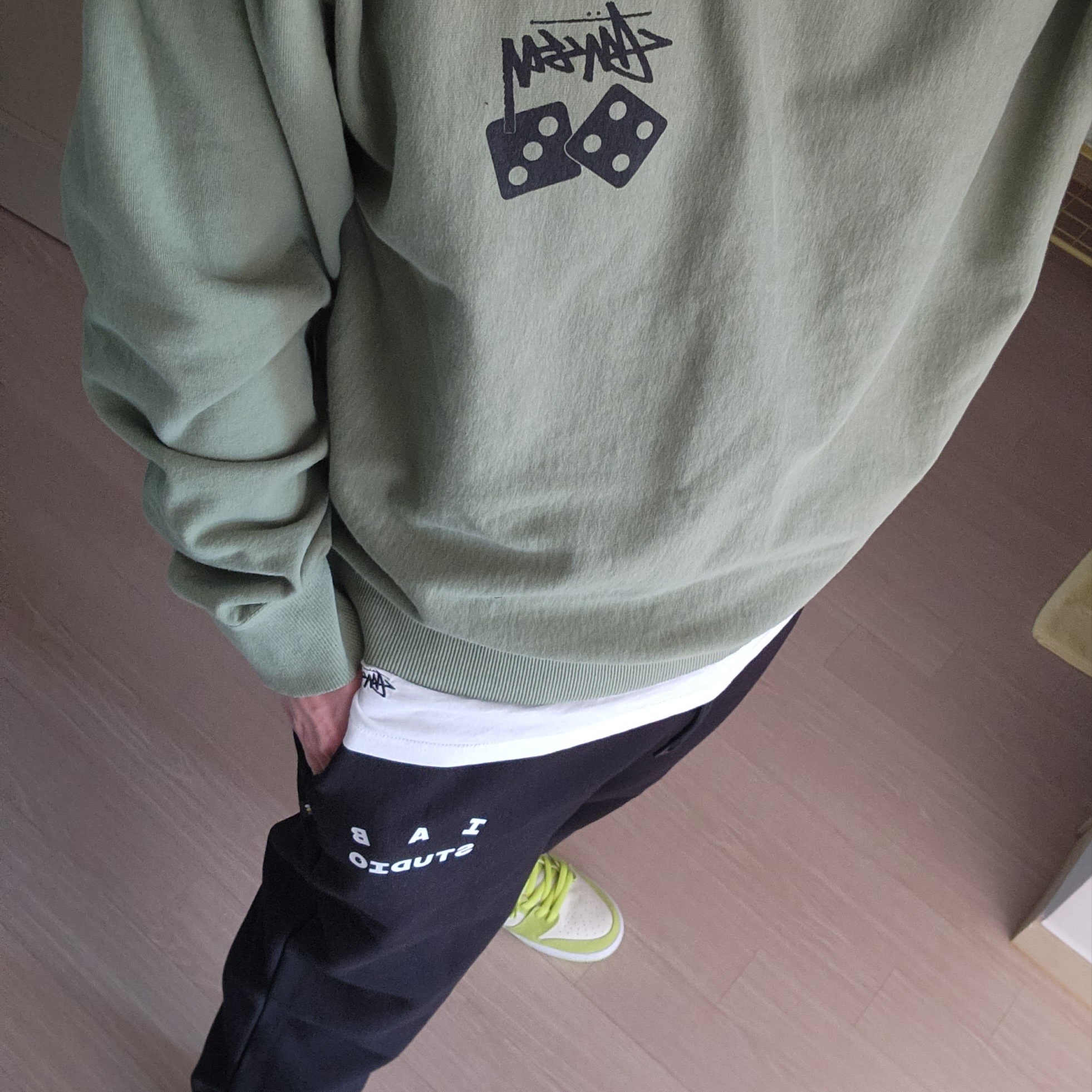 IAB Studio Sweatpants Black White - 23SS, Nike SB Dunk Low Pro Sour Apple 착용 스타일