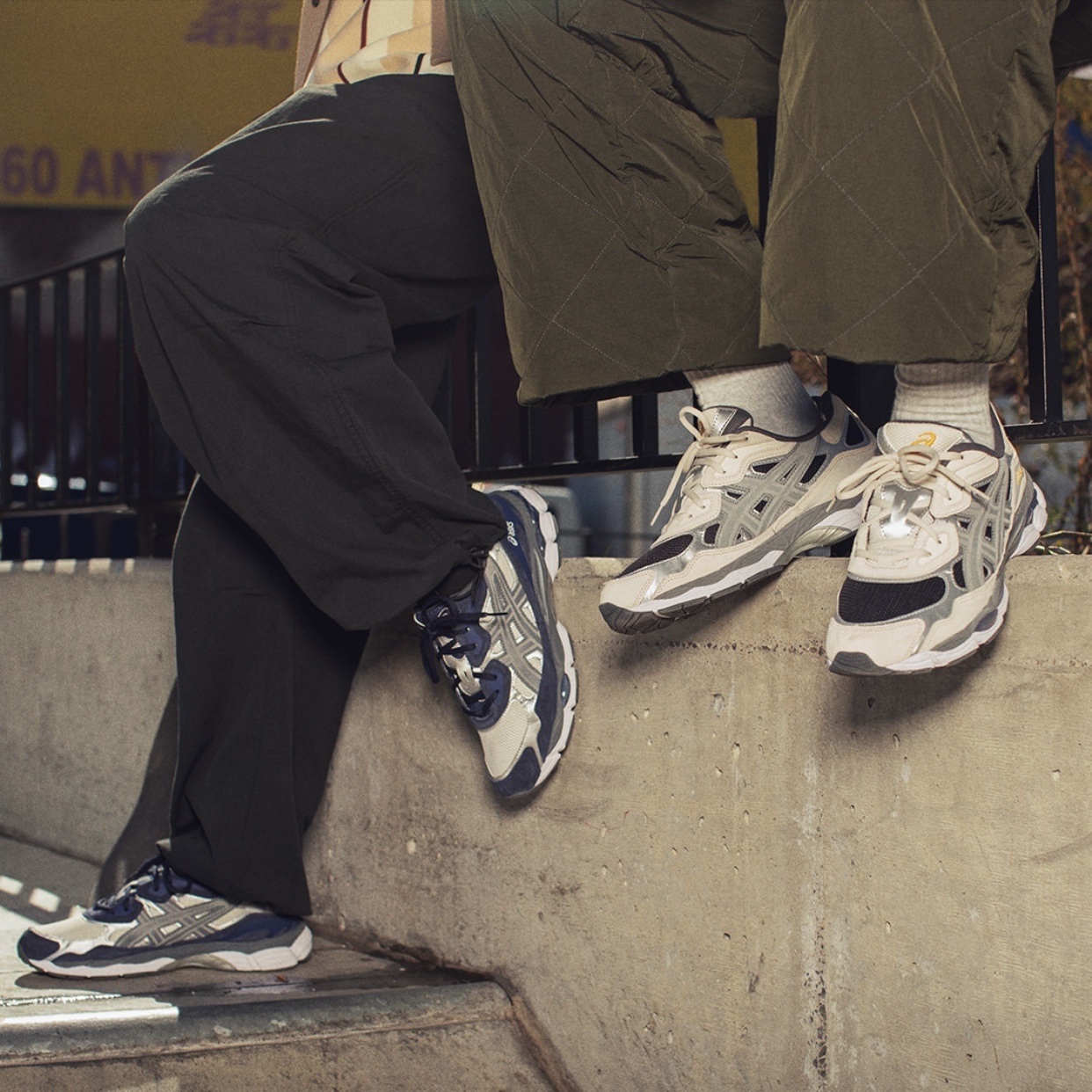 Asics Gel-NYC Cream Steel Grey 착용 스타일 - 1
