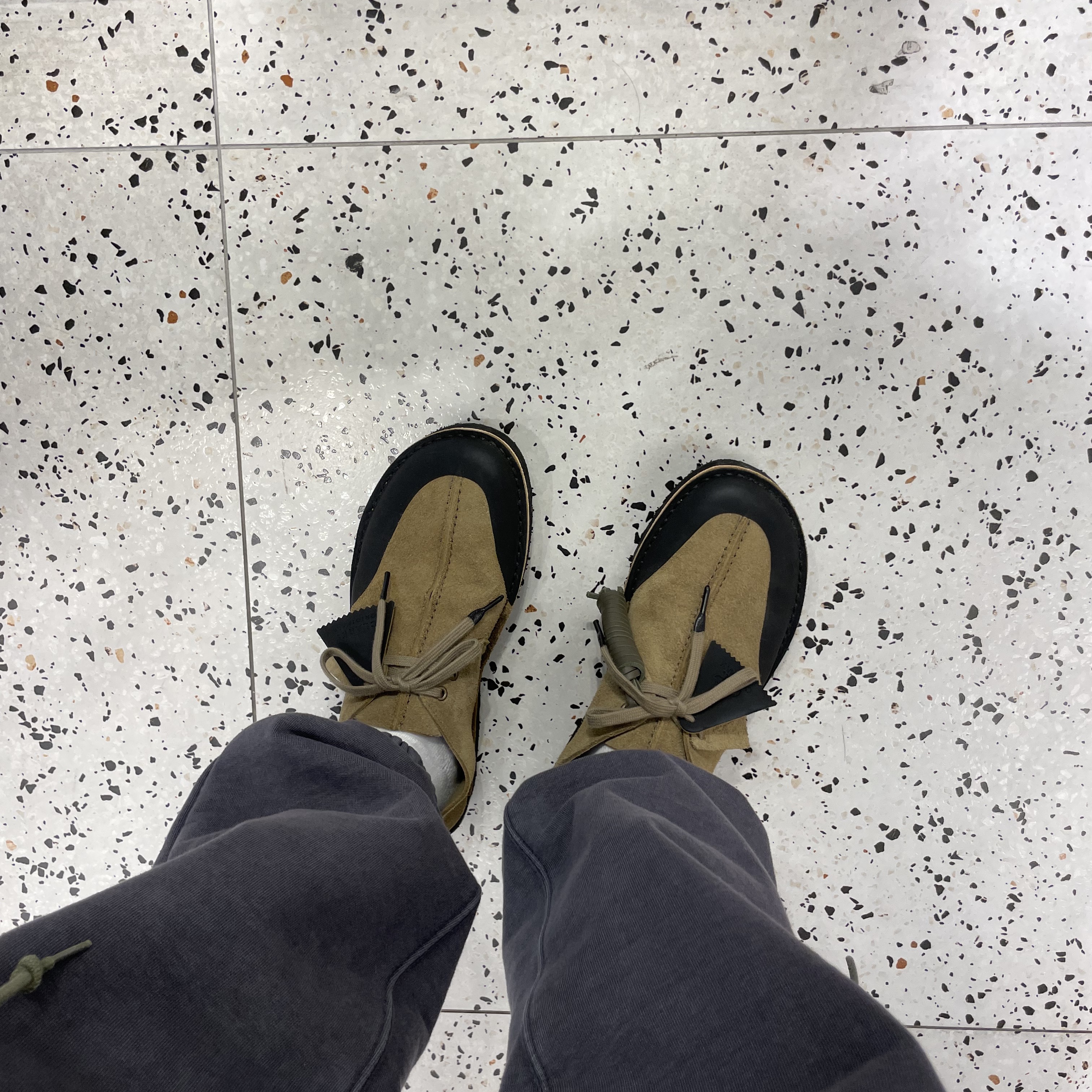 Clarks x C.P. Company Desert Trek Remastered Cornstalk 착용 스타일