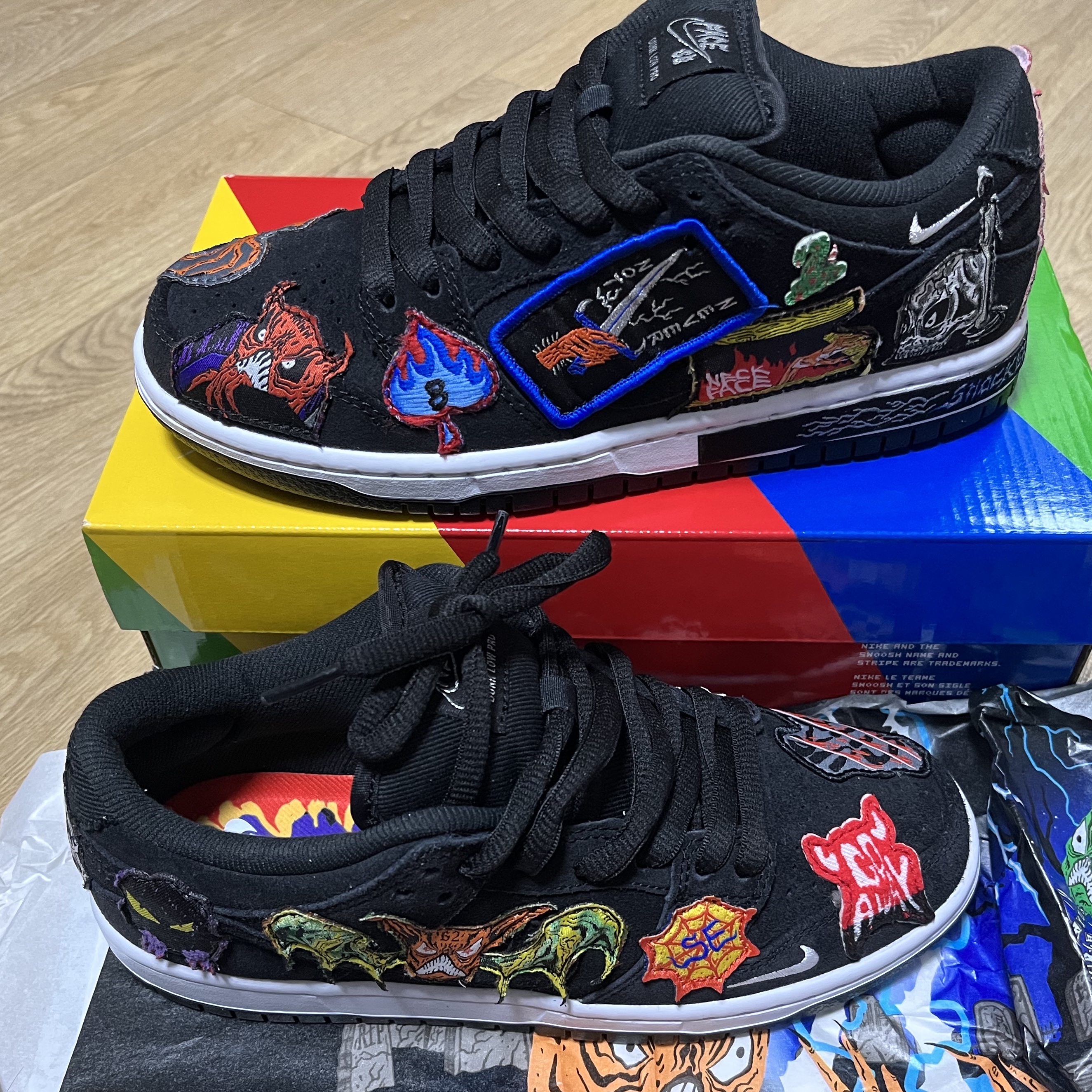 Nike x Neckface SB Dunk Low Pro Black, (GS) Nike Dunk Low PRM Halloween 착용 스타일 - 1