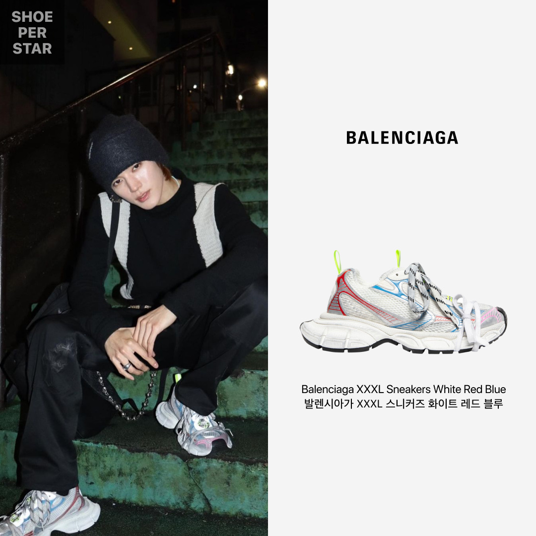 Balenciaga 3XL Sneakers White Red Blue 착용 스타일 - 1