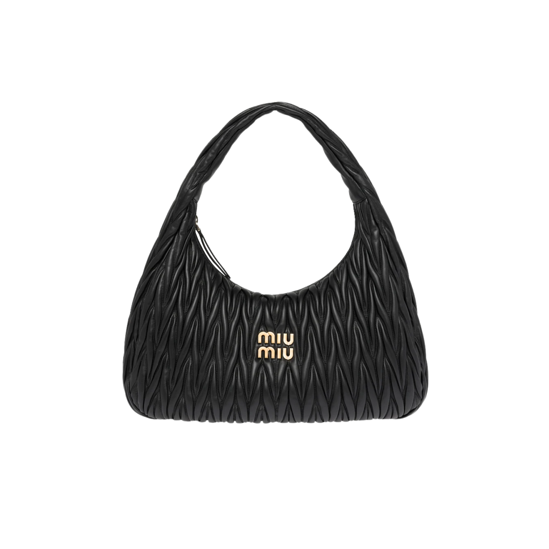 Miu Miu Wander Matelasse Nappa Leather Hobo Bag Black 상세 이미지 1