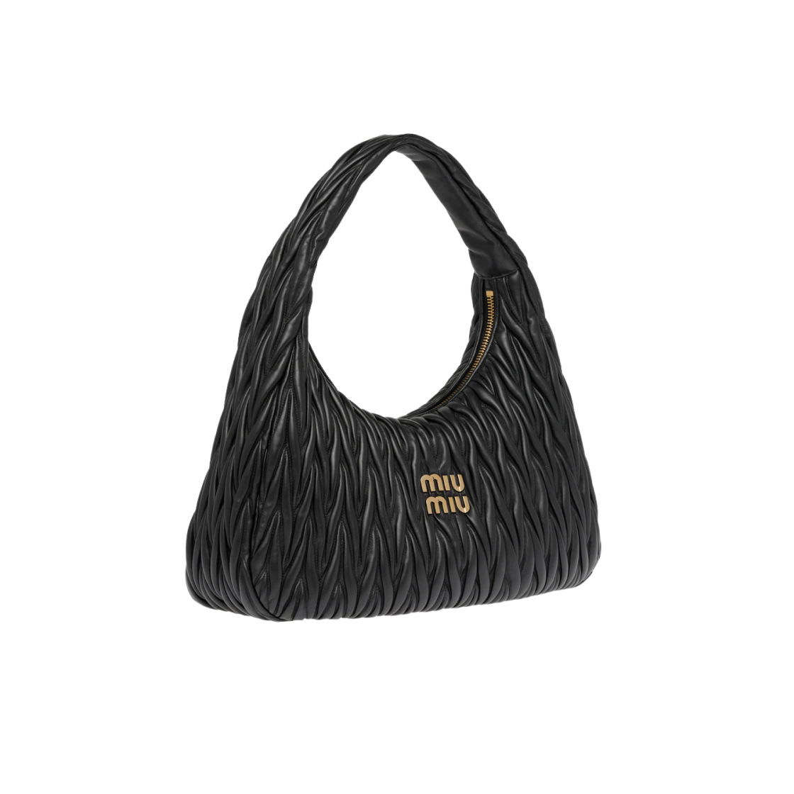 Miu Miu Wander Matelasse Nappa Leather Hobo Bag Black 상세 이미지 2