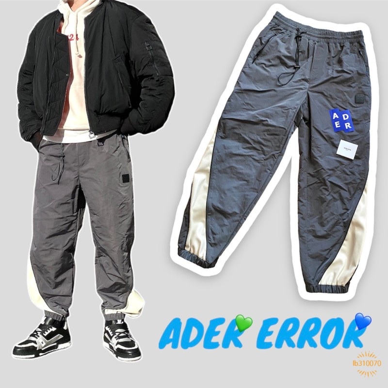 Ader Error Mem Trousers Grey, Louis Vuitton LV Trainer Sneakers Black 착용 스타일 - 1