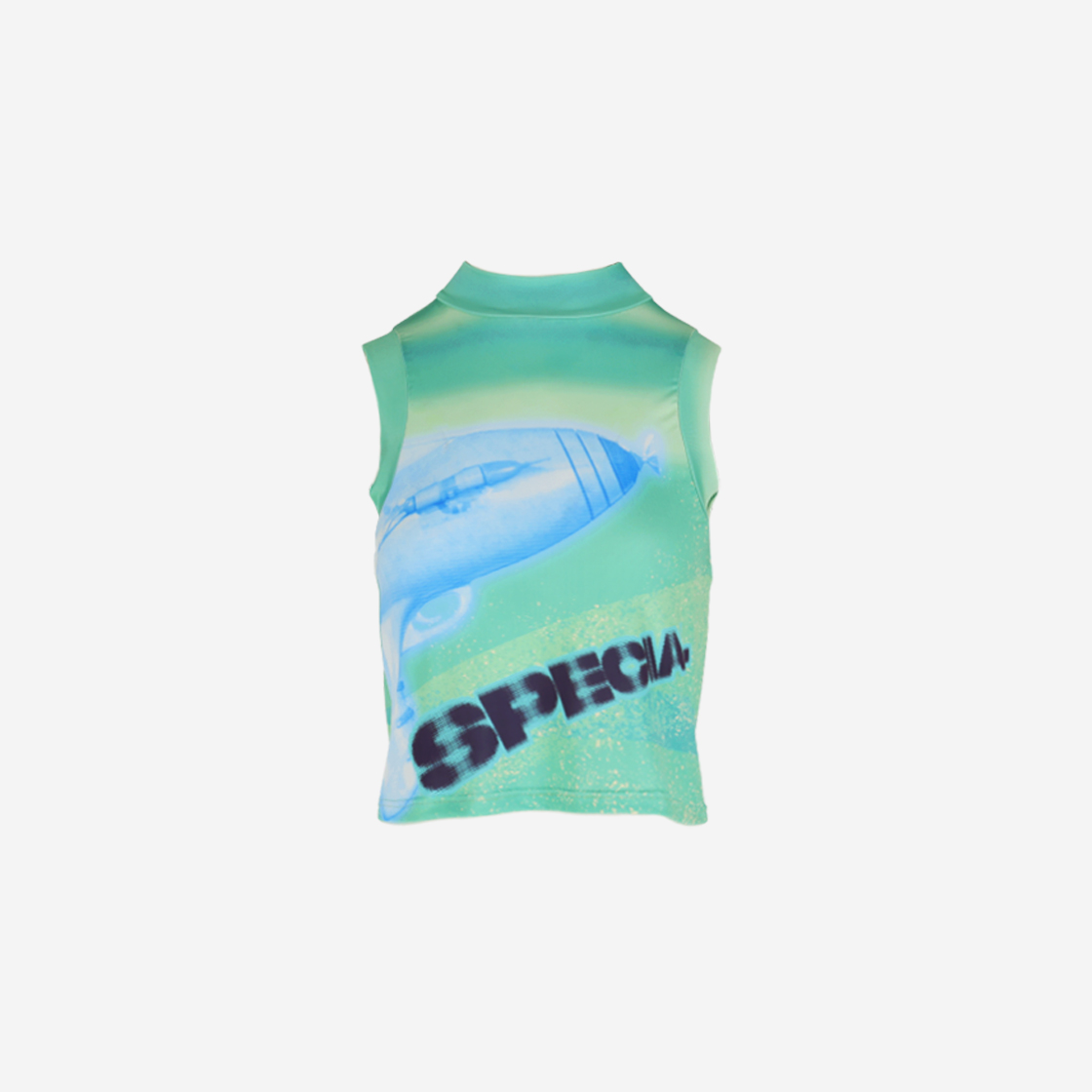 쿄 우먼 프린트 베이비 크롭 슬리브리스 민트(KYO Women Print Baby Cropped Sleeveless Mint)