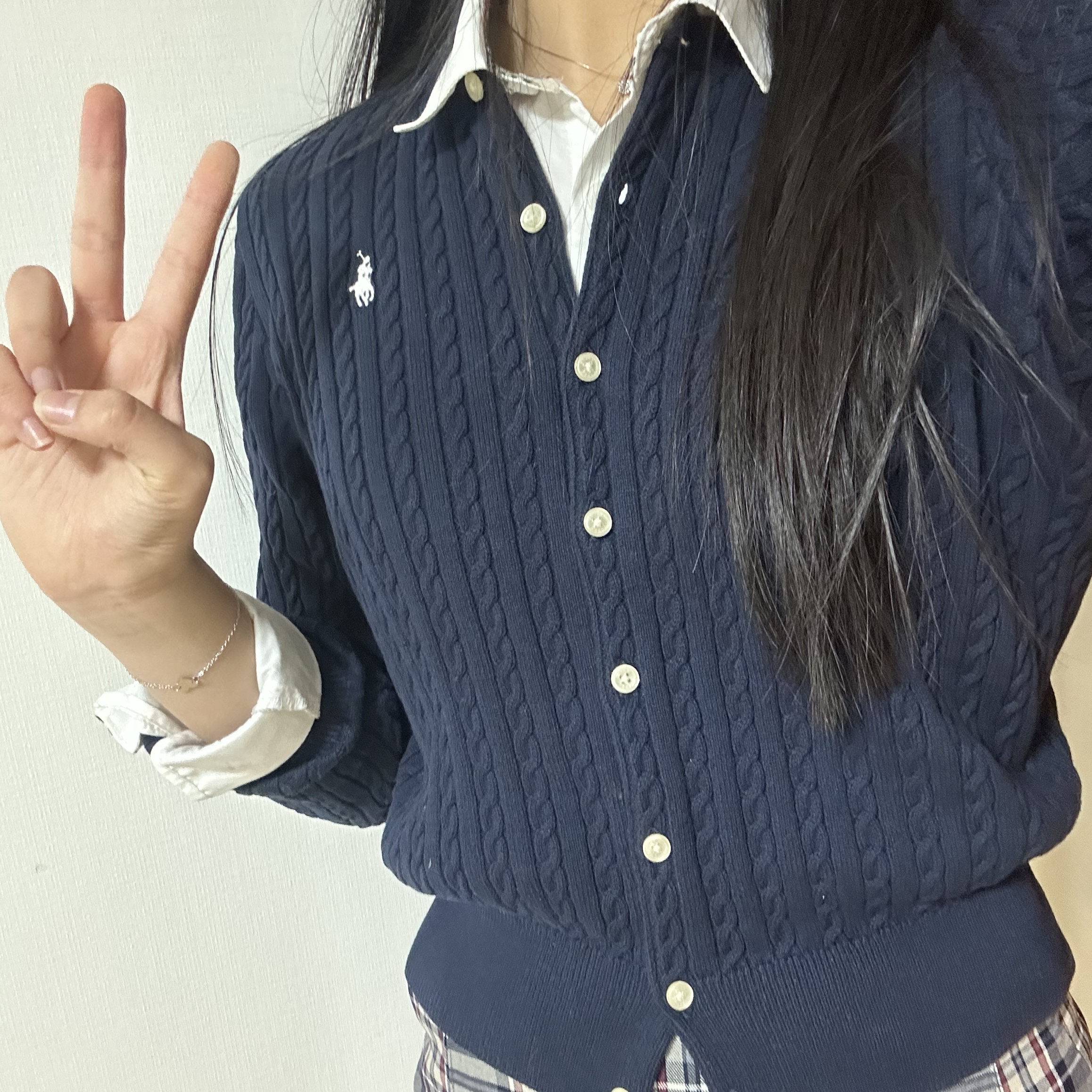[30% 적립] Polo Ralph Lauren Children Mini Cable Cotton Cardigan Hunter Navy 착용 스타일