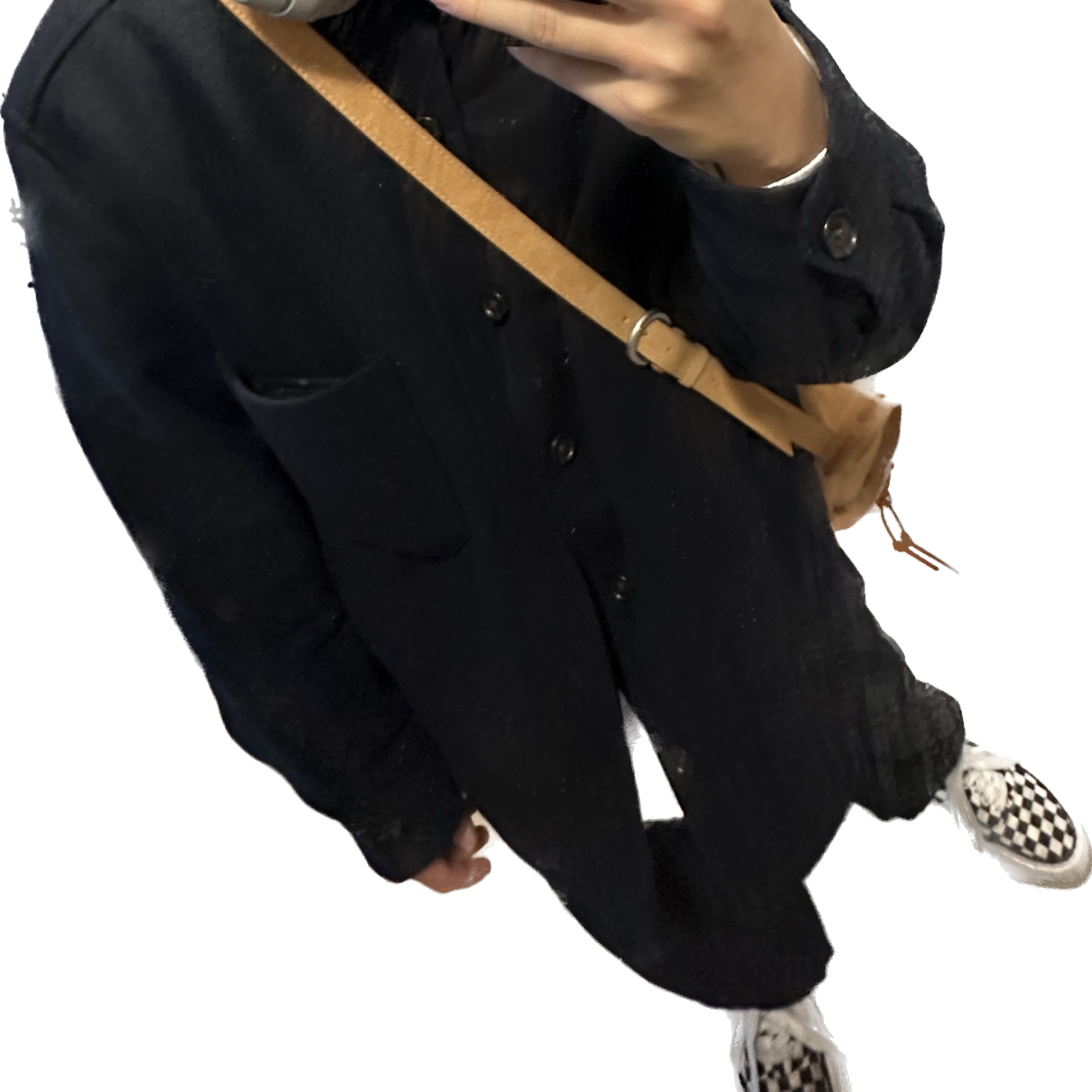 Ader Error x Zara Stitch Split Suede Crossbody Bag Ochre 착용 스타일 - 2