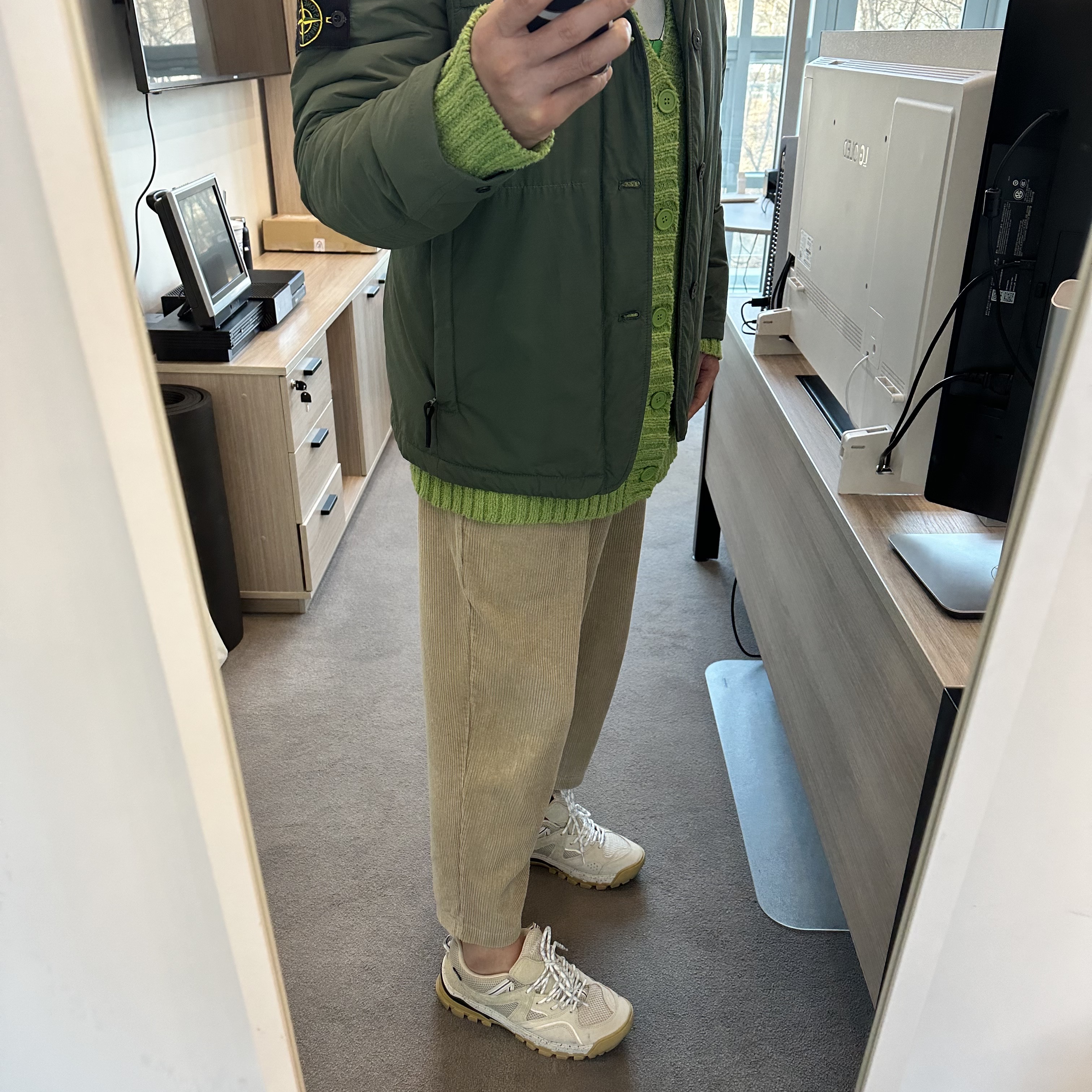 Stone Island A0125 O-Cotton/R-Nylon Tela Primaloft Blazer Olive - 21FW 착용 스타일 - 1